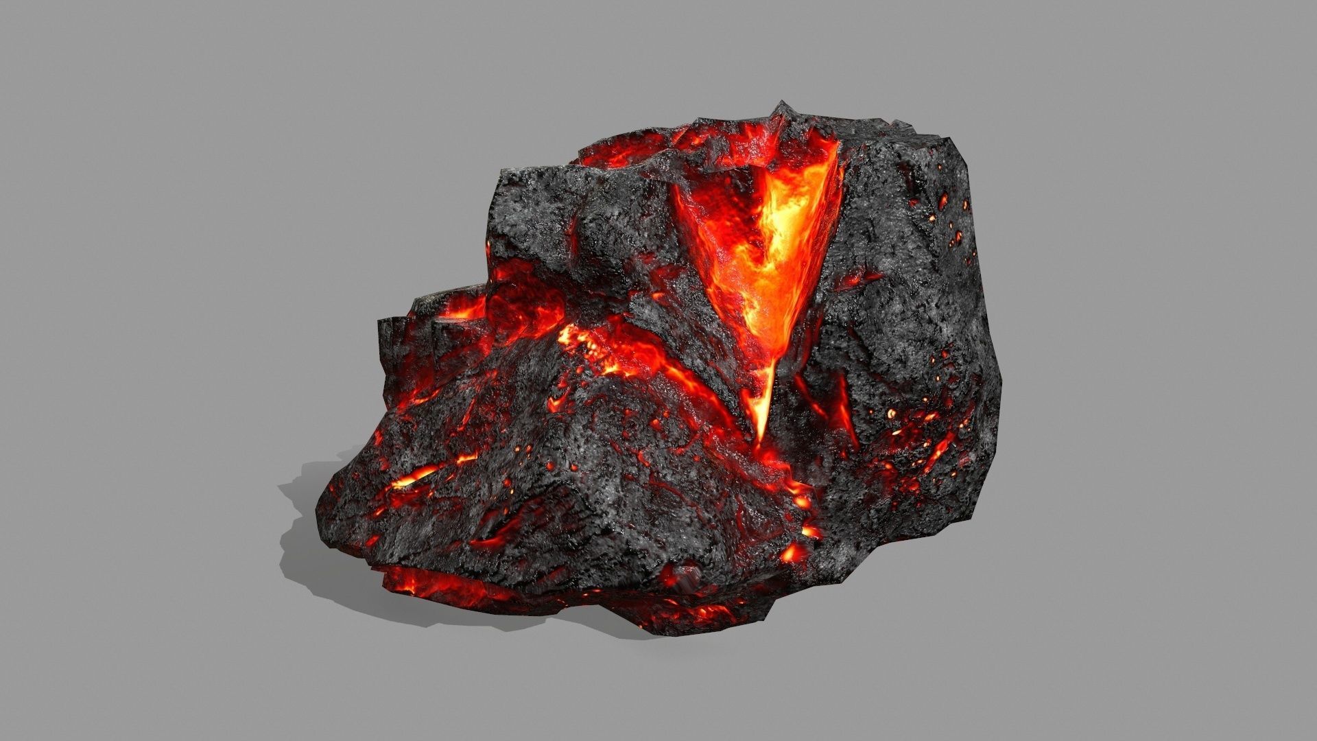 Rock Set piece of with flames Low-poly 3D model_6