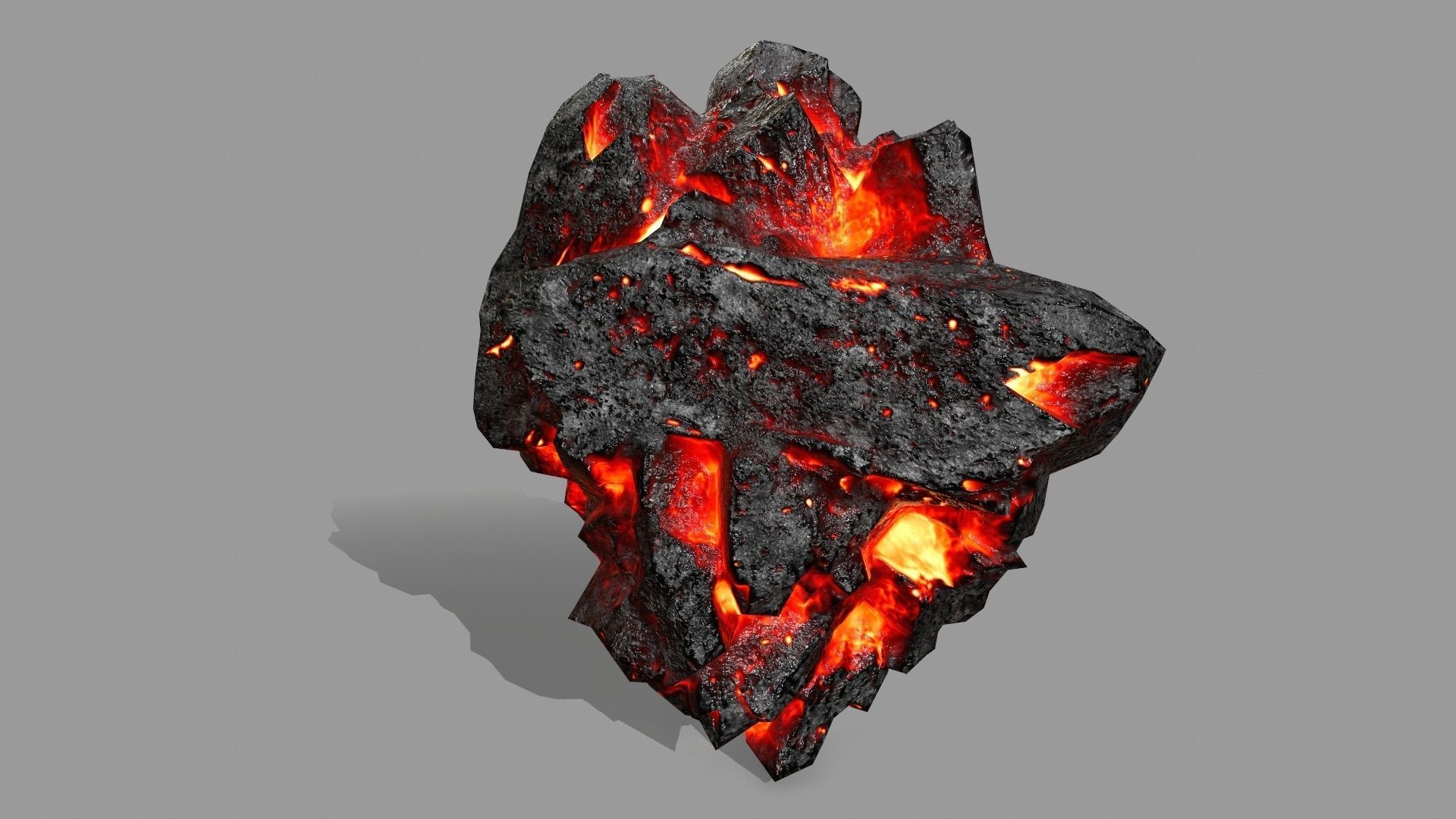 Rock Set piece of with flames Low-poly 3D model_18