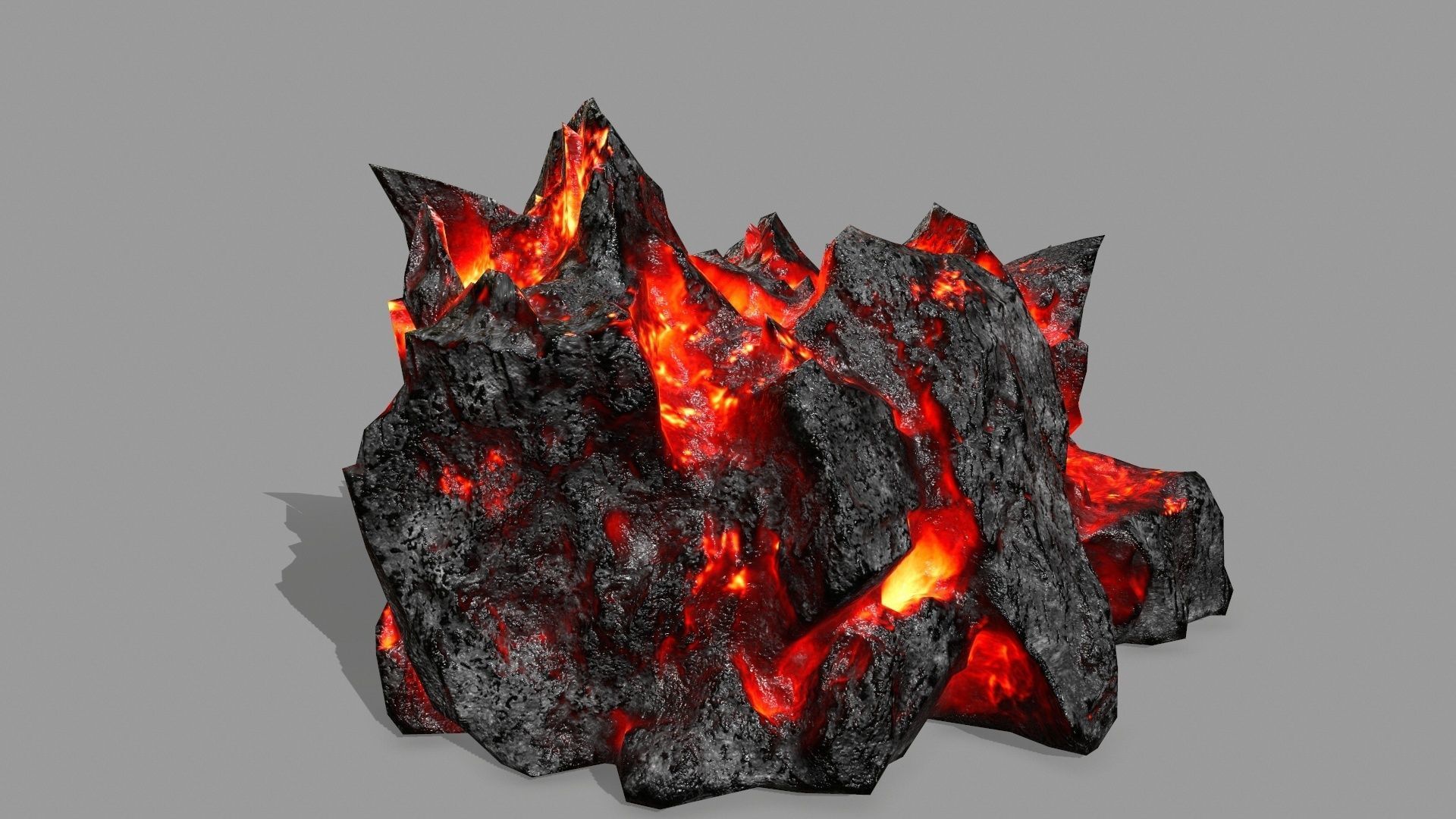 Rock Set piece of with flames Low-poly 3D model_22