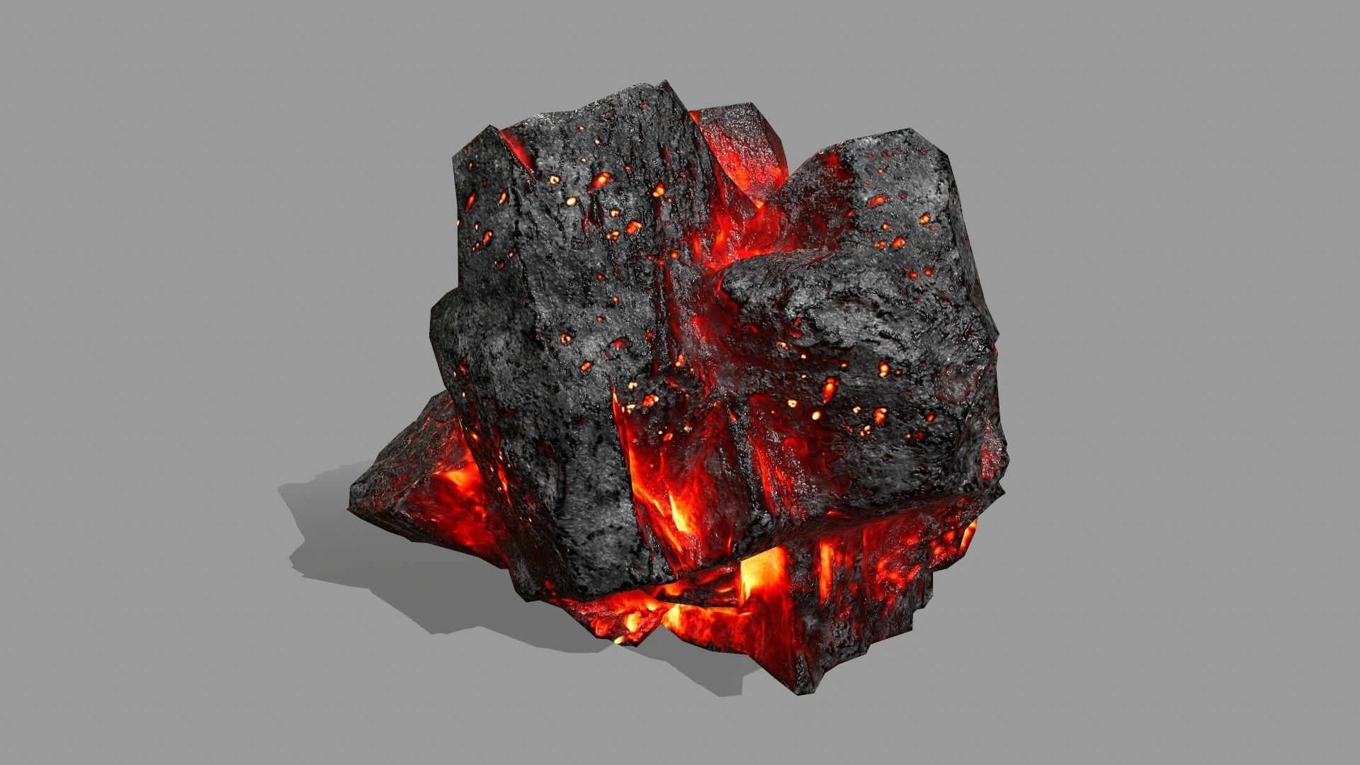 Rock Set piece of with flames Low-poly 3D model_5