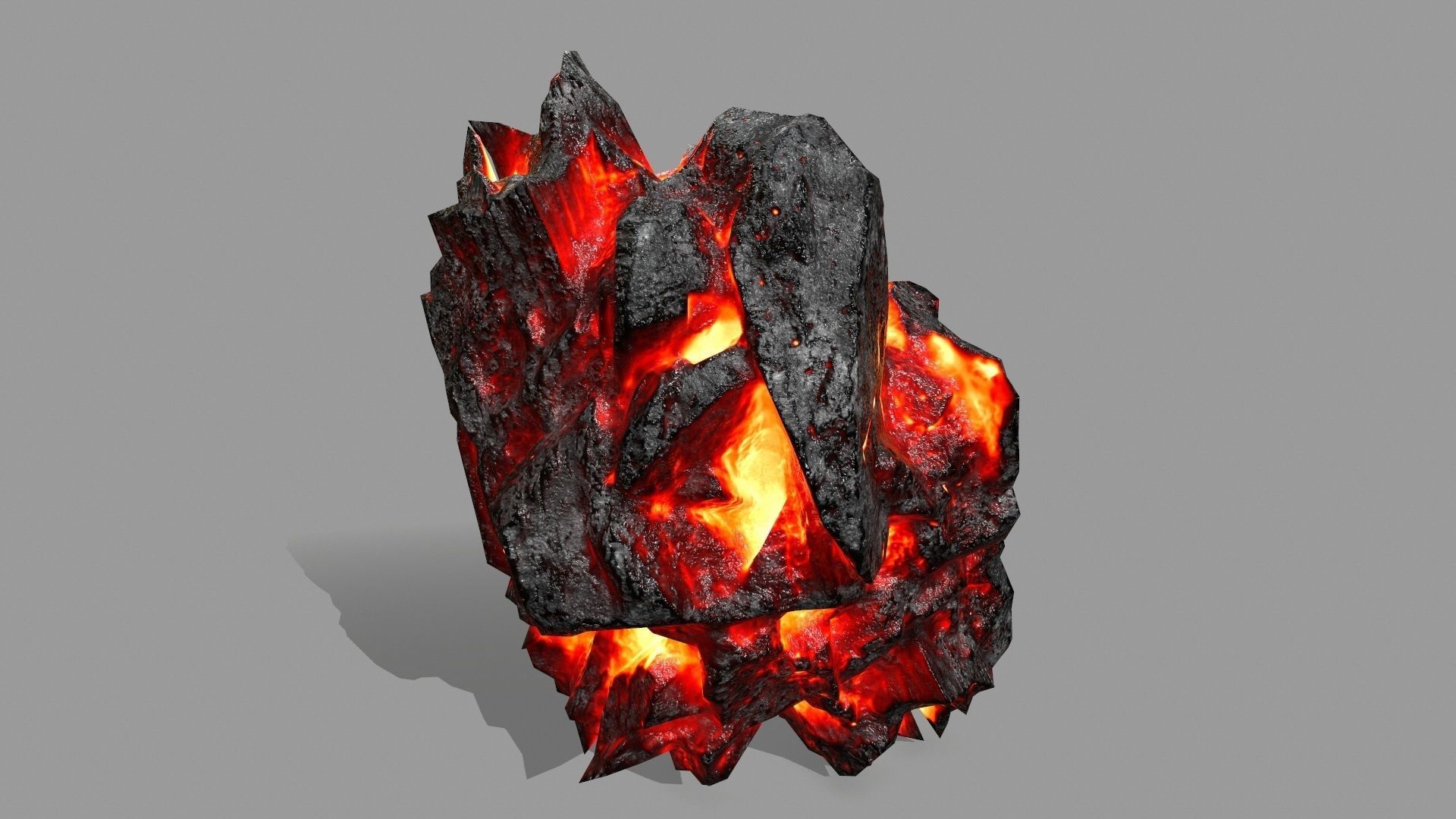 Rock Set piece of with flames Low-poly 3D model_15