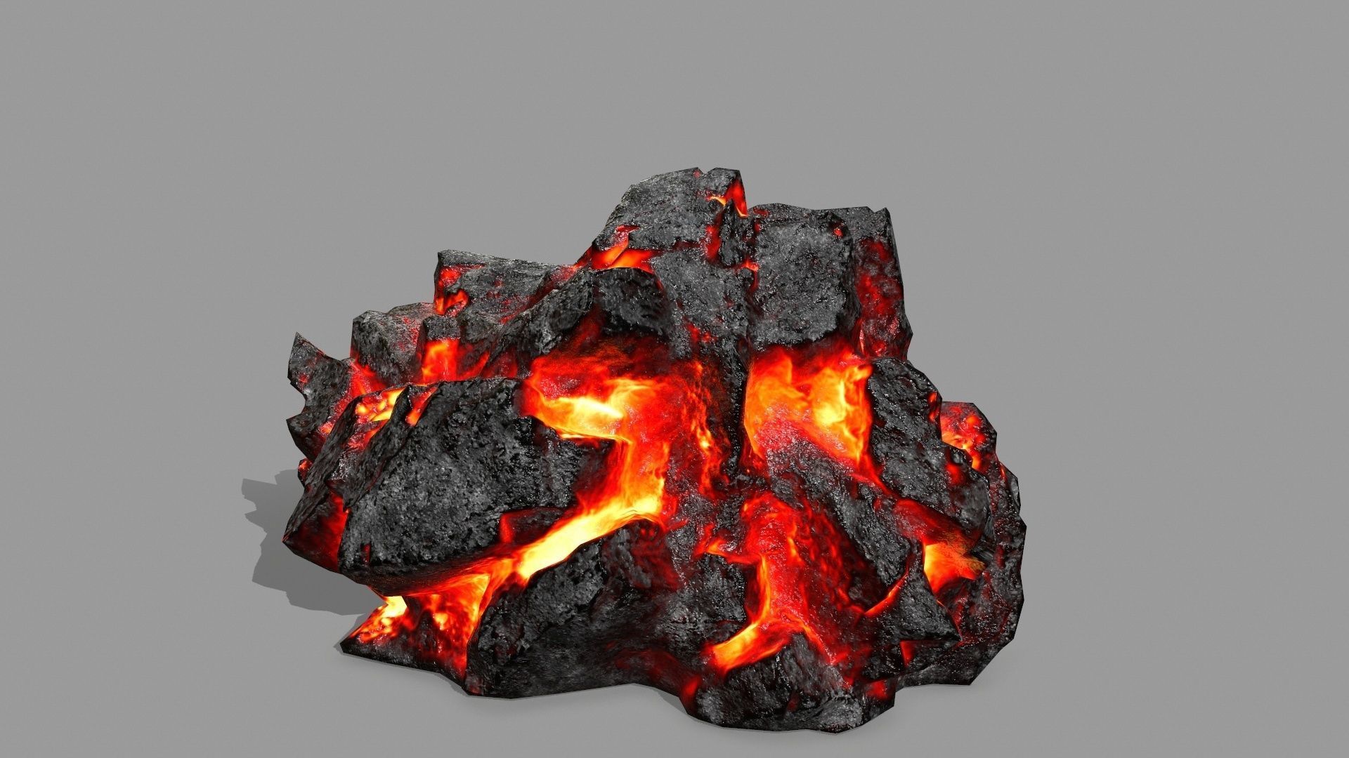 Rock Set piece of with flames Low-poly 3D model_11