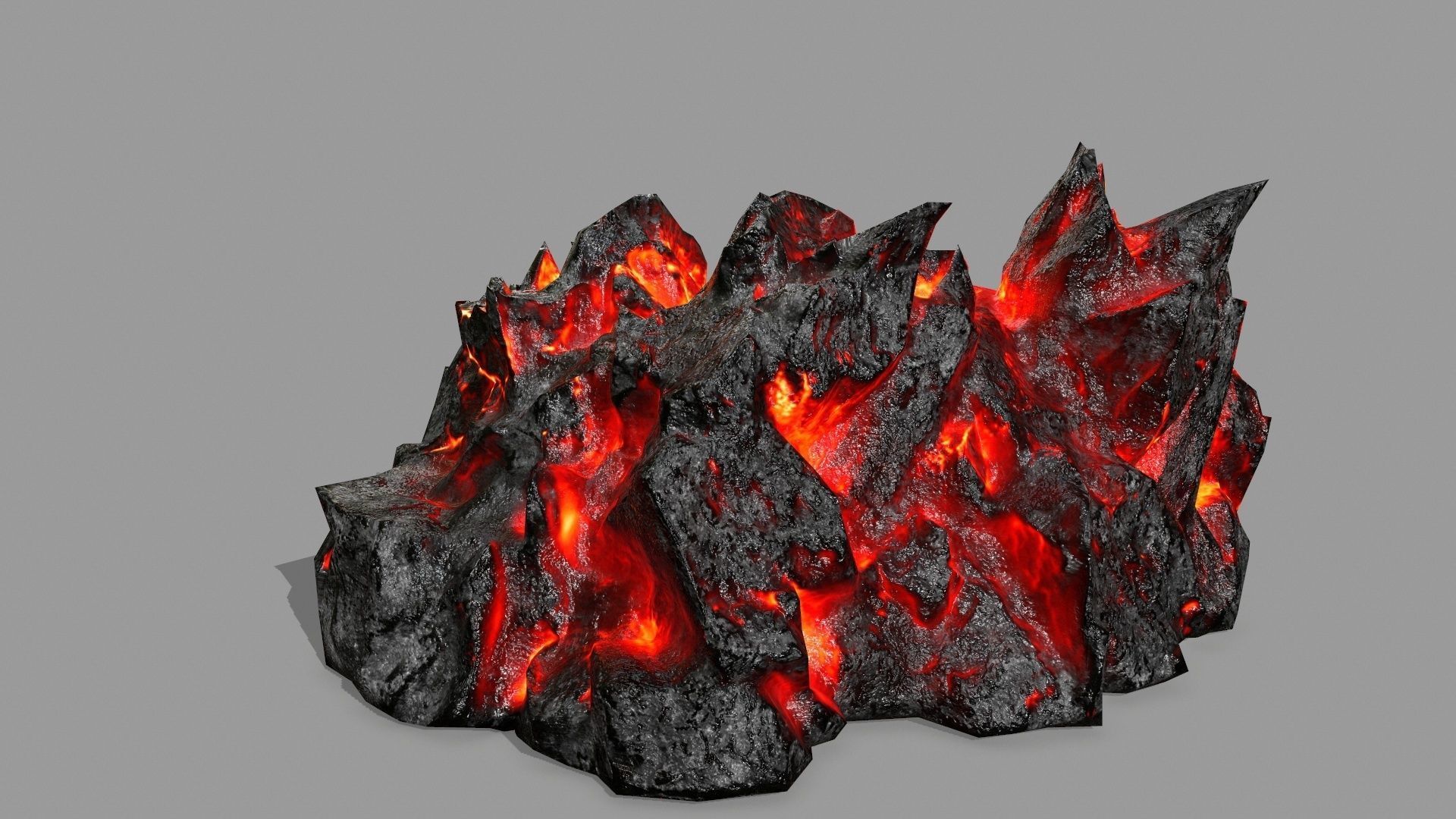 Rock Set piece of with flames Low-poly 3D model_19