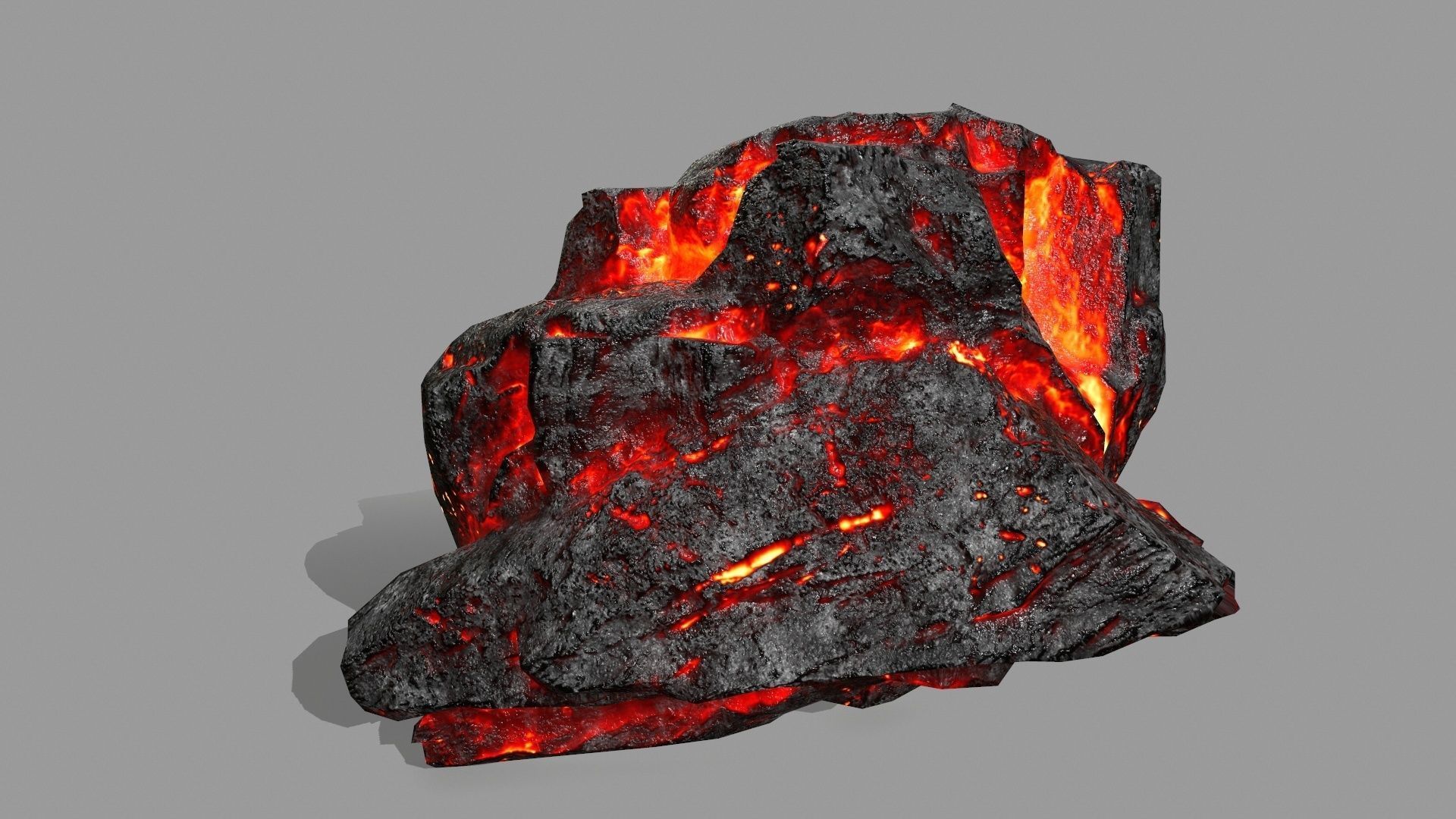Rock Set piece of with flames Low-poly 3D model_2