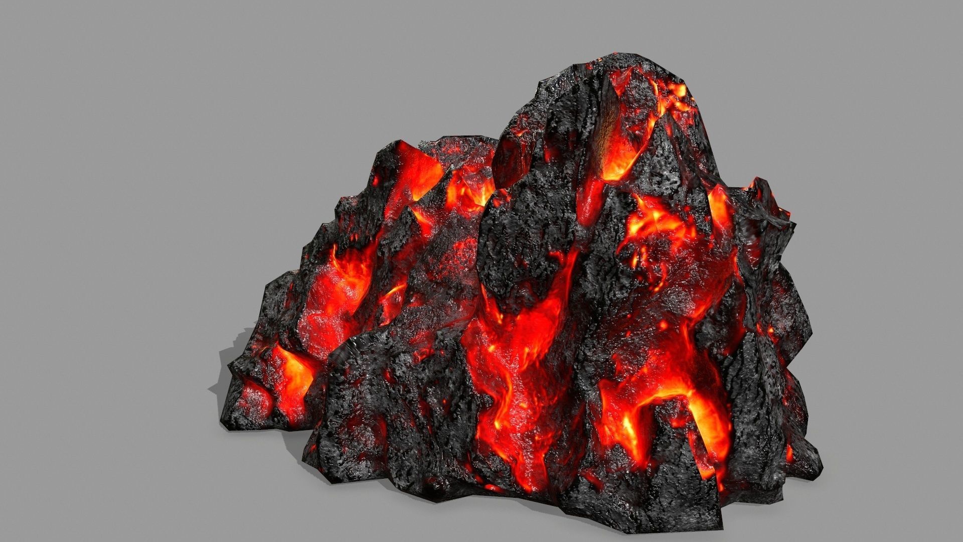Rock Set piece of with flames Low-poly 3D model_23