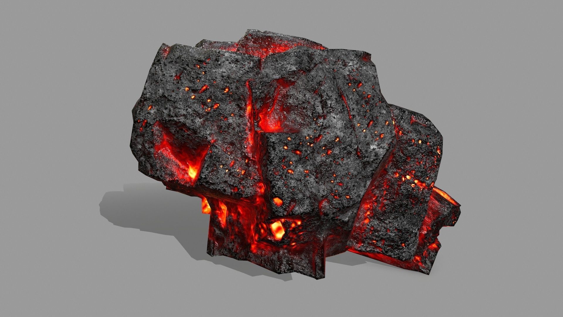 Rock Set piece of with flames Low-poly 3D model_4