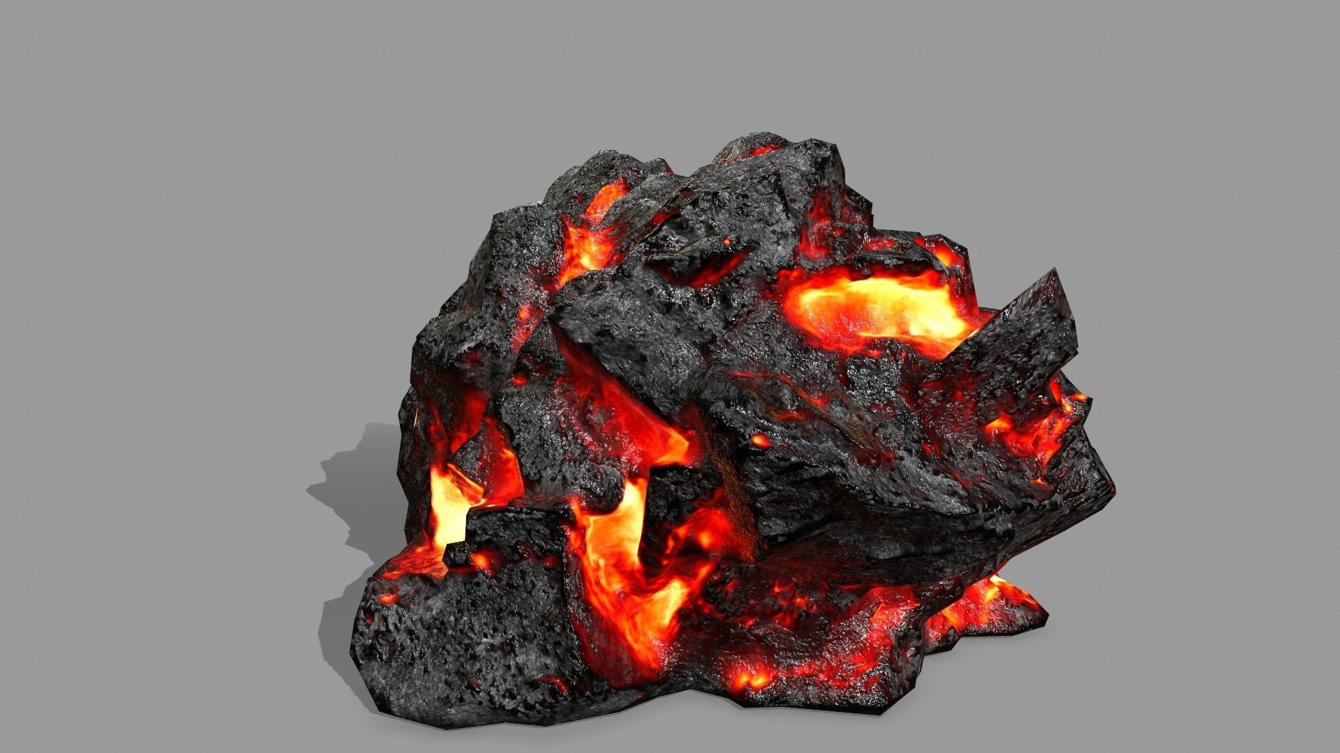 Rock Set piece of with flames Low-poly 3D model_13