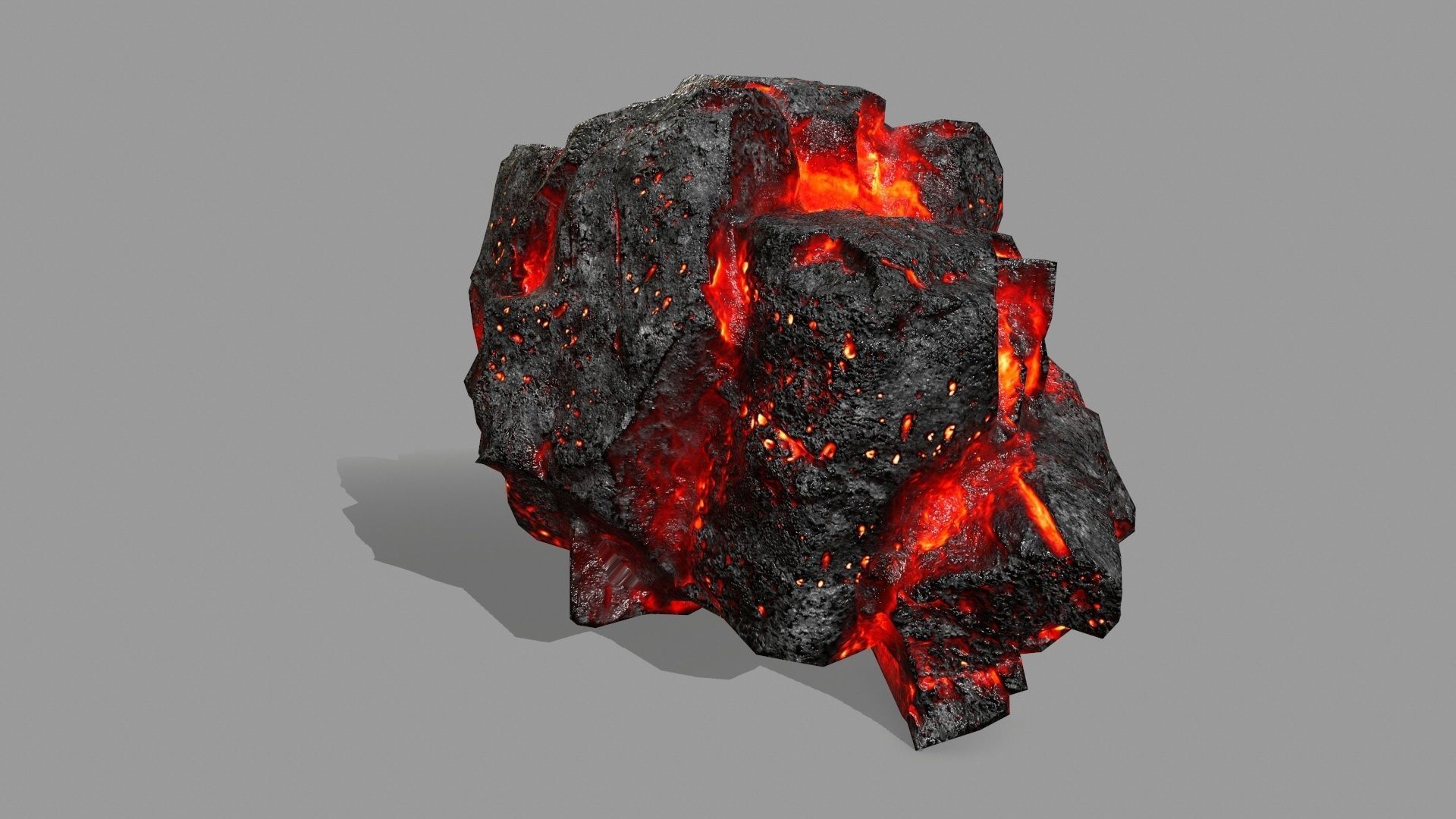 Rock Set piece of with flames Low-poly 3D model_3