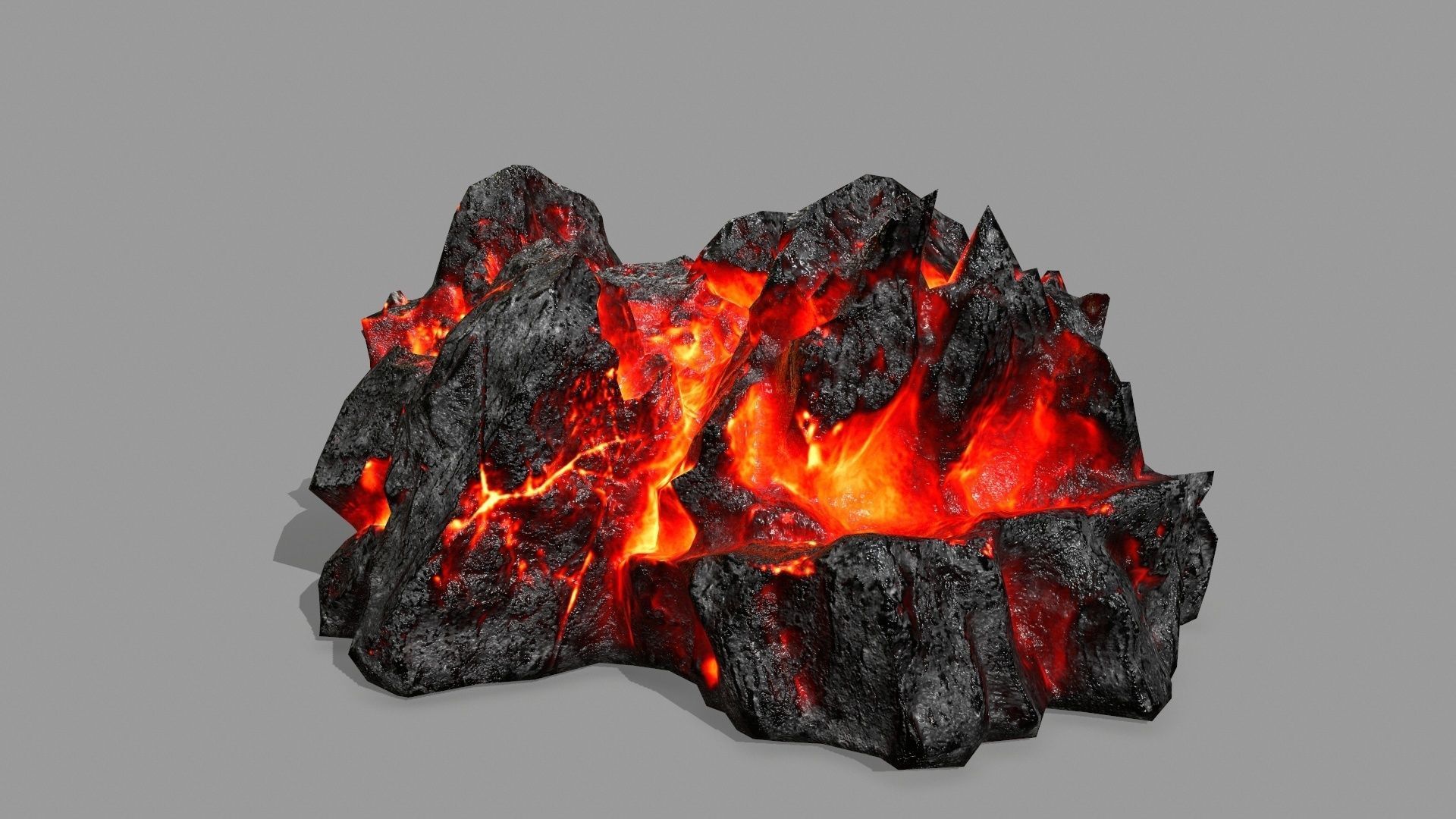 Rock Set piece of with flames Low-poly 3D model_21