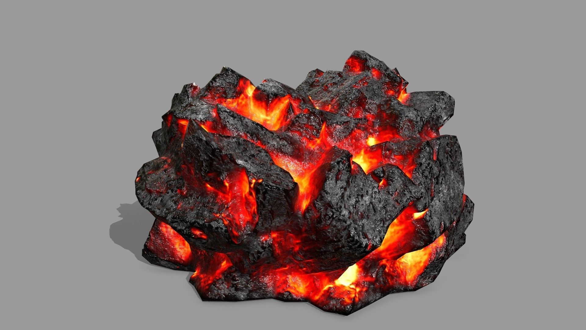 Rock Set piece of with flames Low-poly 3D model_12