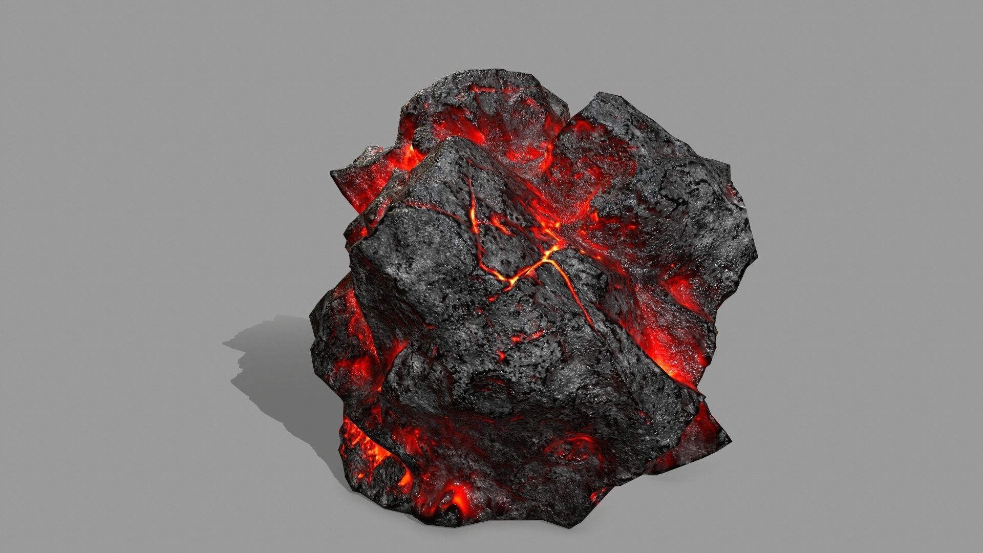 Rock Set piece of with flames Low-poly 3D model_10
