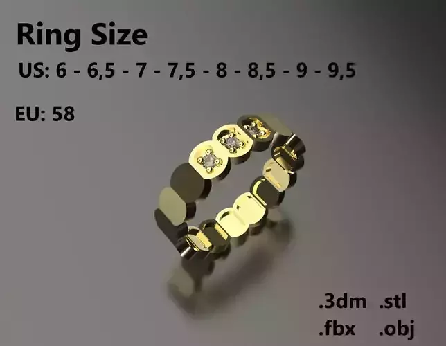 Model 76 Facet Oval Ring Modern 3 Diamond  US Size 