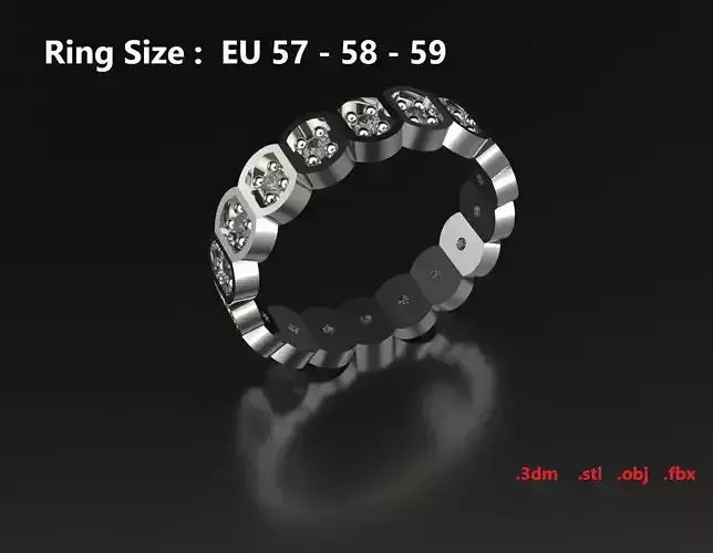 Model 77 Facet Oval Pave Ring Modern 18 Diamond  EU Size