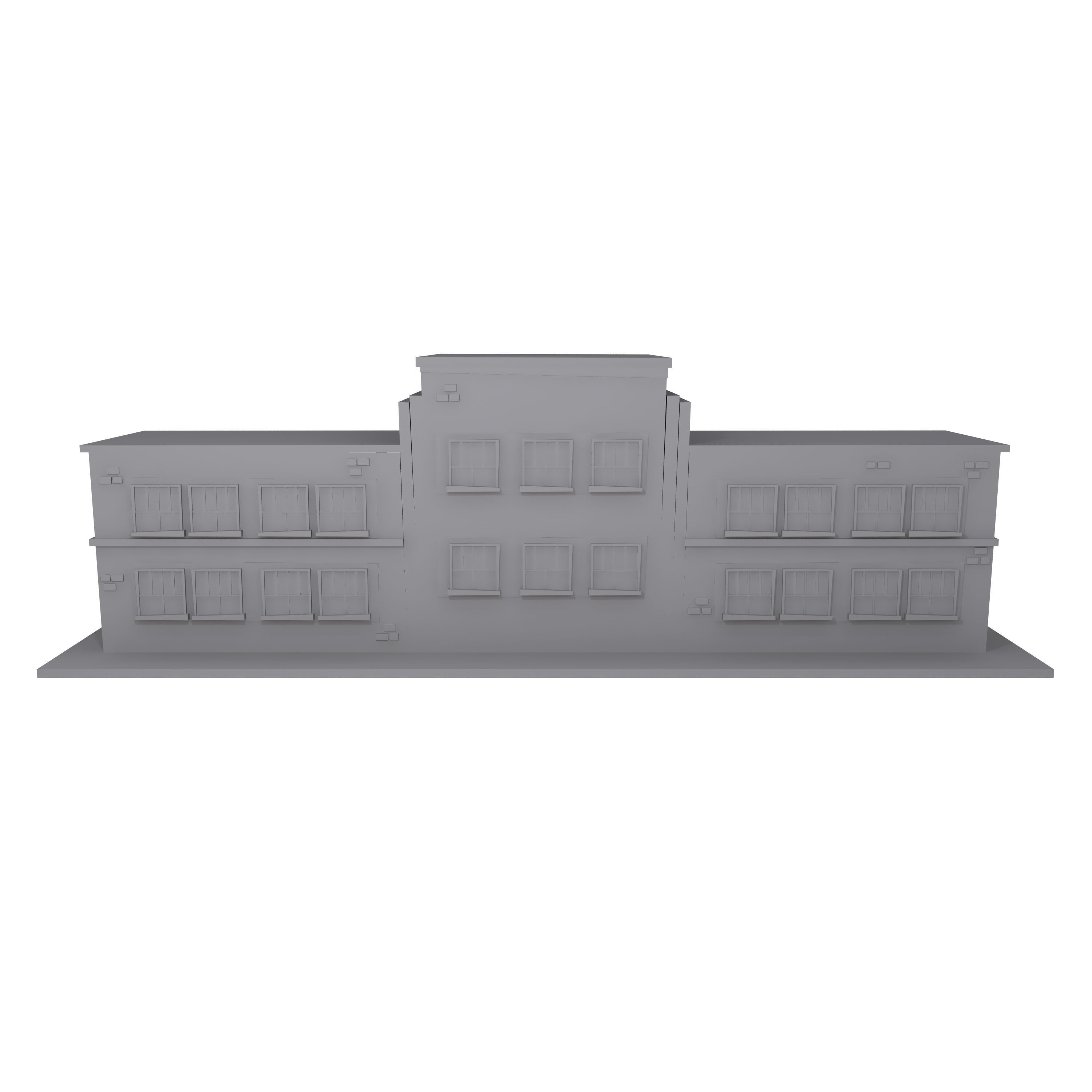 School Building Cartoon Low-poly 3D model_6
