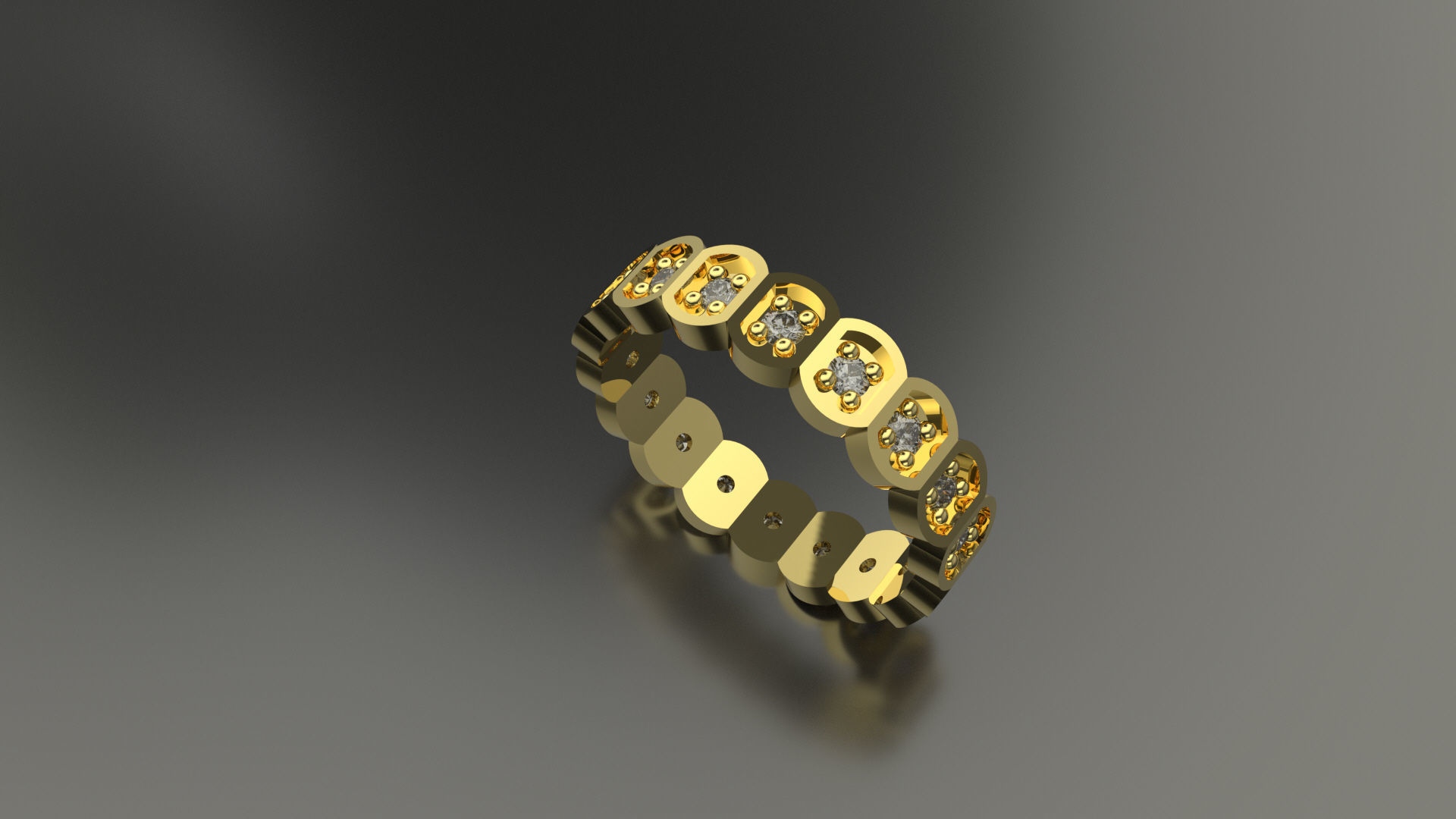 Model 78 Facet Oval Pave Ring Modern 18 Diamond  US Size  3D print model_3