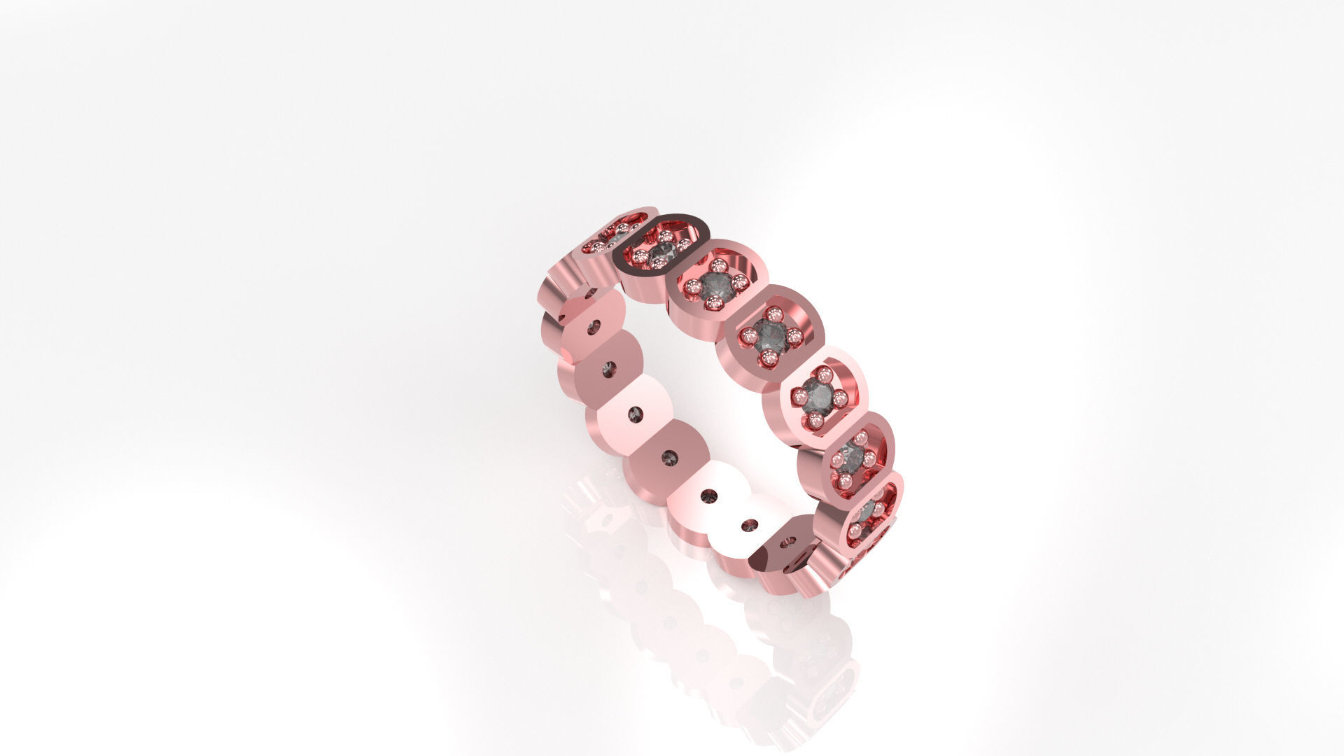 Model 78 Facet Oval Pave Ring Modern 18 Diamond  US Size  3D print model_2