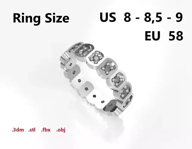 Model 78 Facet Oval Pave Ring Modern 18 Diamond  US Size 