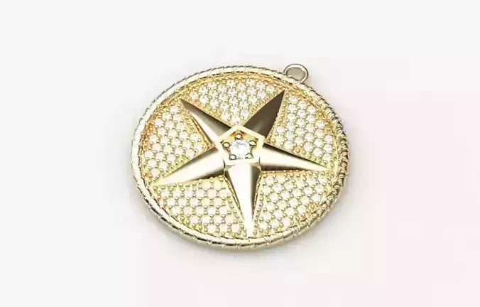 Model 79 Star Embossed Necklace Texture Pentagon