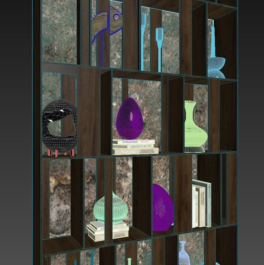 Shelf 3d Model bookcase 3D model_8