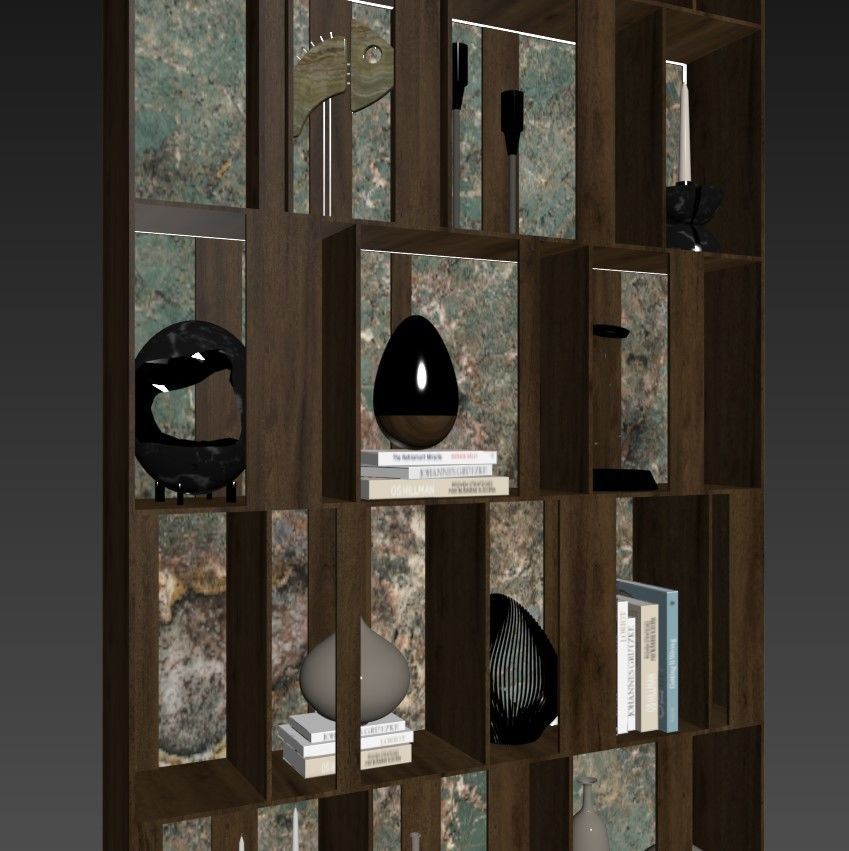 Shelf 3d Model bookcase 3D model_7