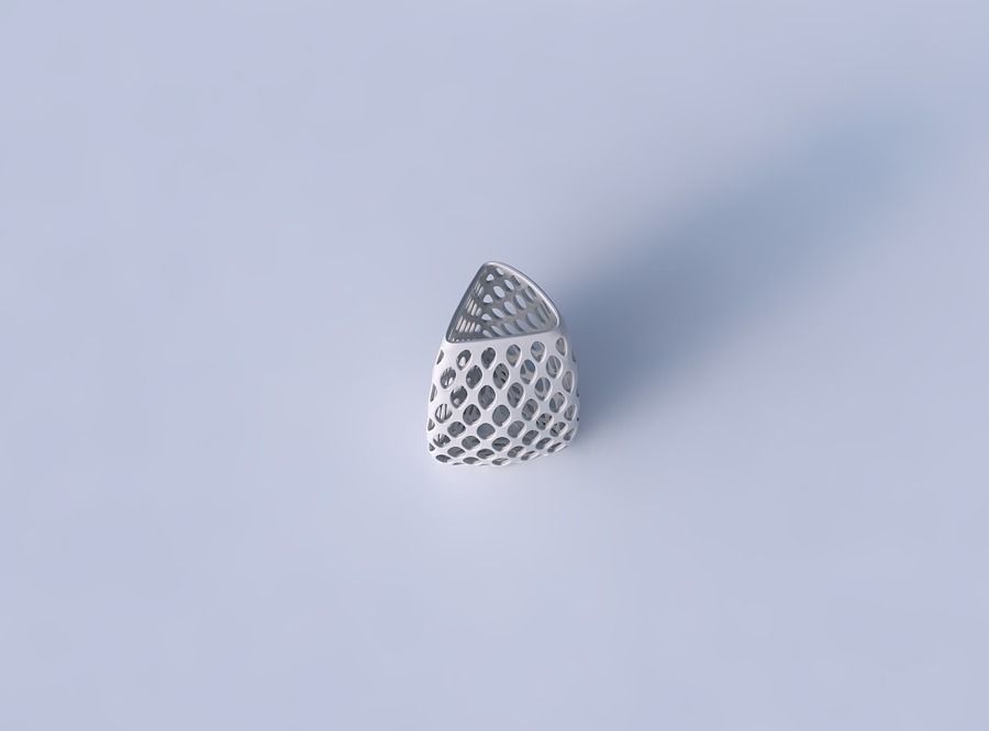 Vase curved tipping triangle with bubble grid lattice 3D print model_2