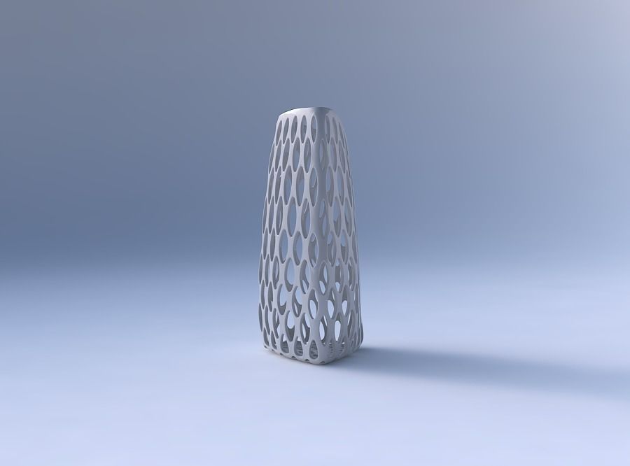 Vase curved tipping triangle with bubble grid lattice 3D print model_4