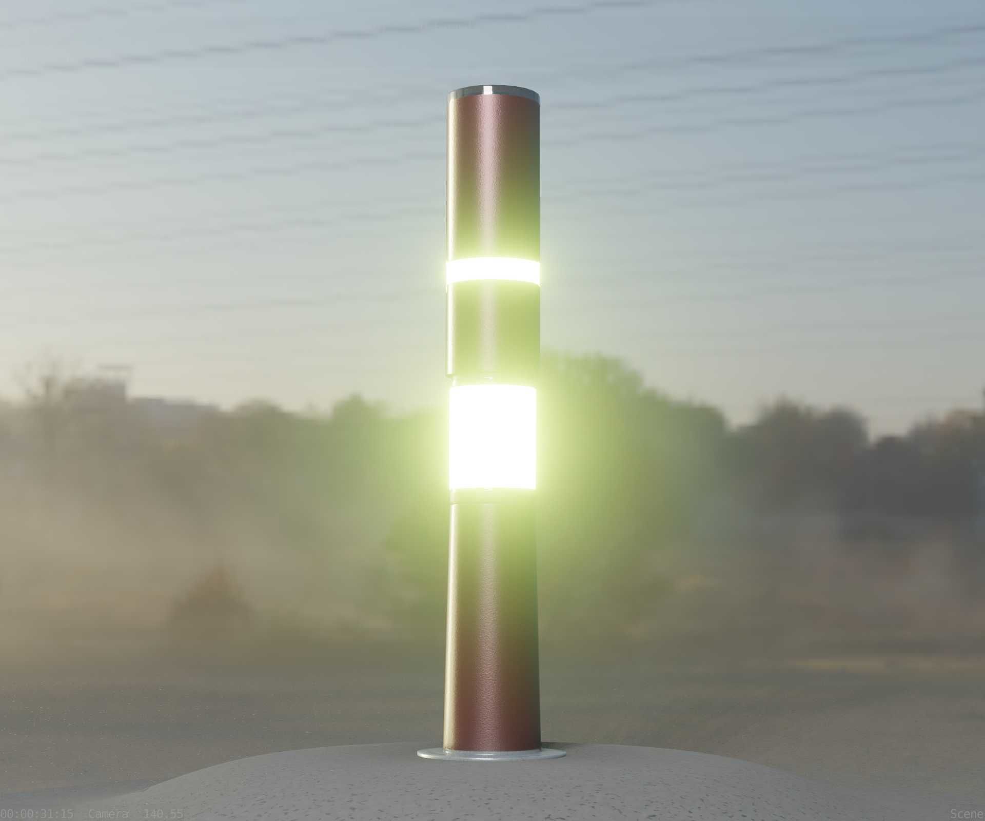 Dark Red Light-Column -8- Street-Light 9 Low-poly 3D model_1