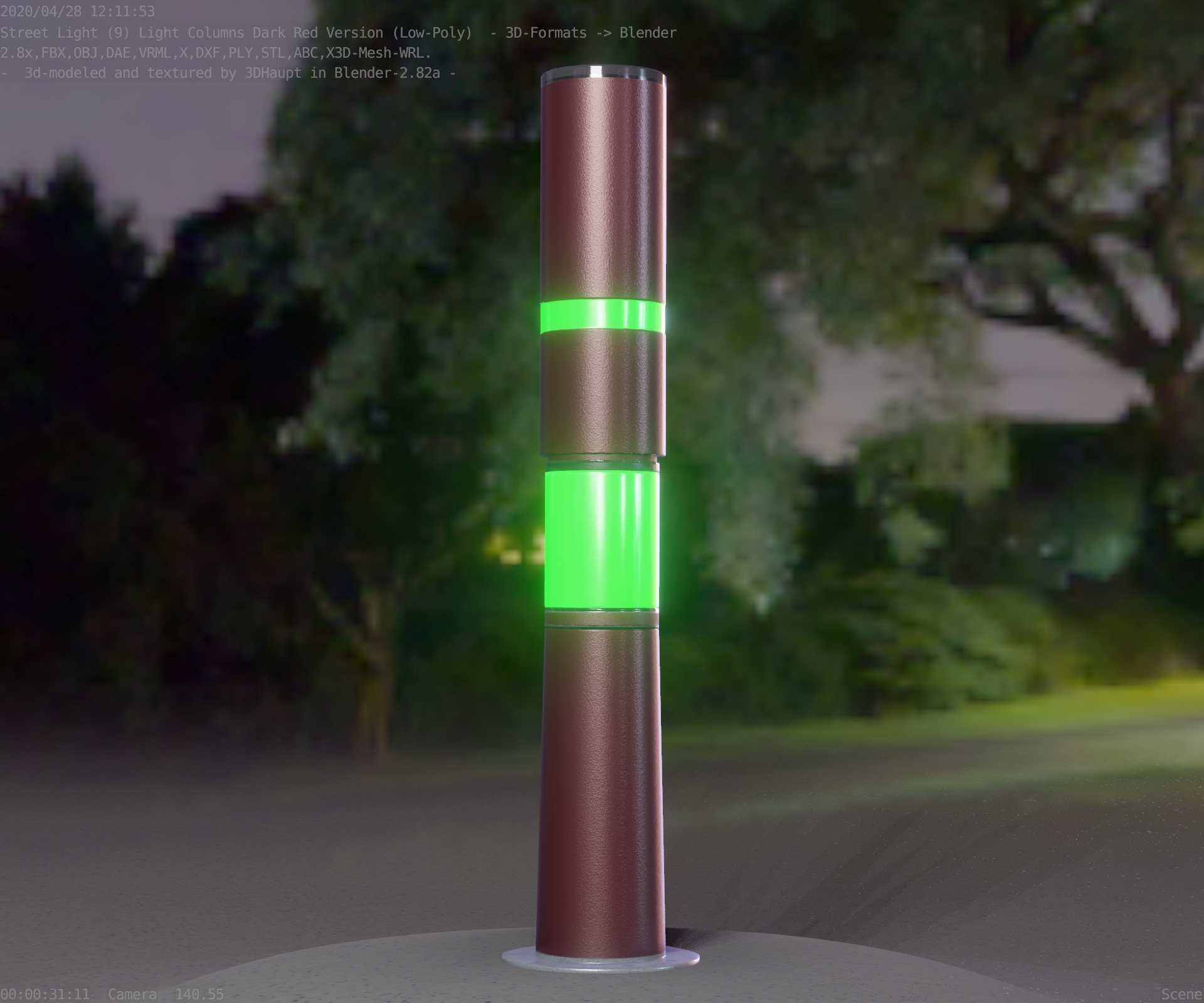 Dark Red Light-Column -8- Street-Light 9 Low-poly 3D model_71