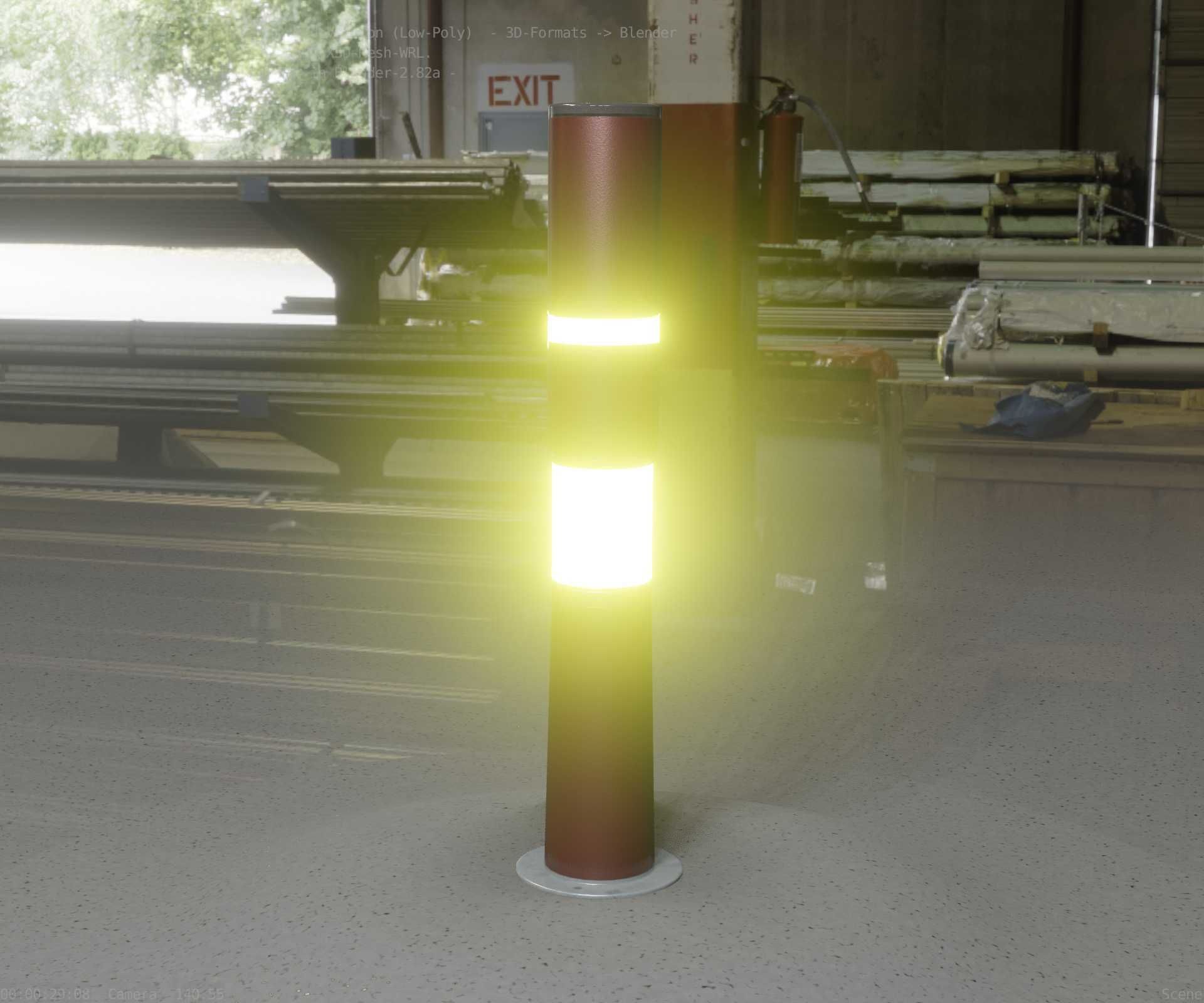 Dark Red Light-Column -8- Street-Light 9 Low-poly 3D model_20
