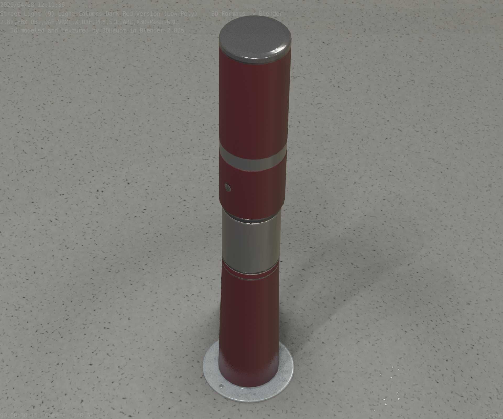 Dark Red Light-Column -8- Street-Light 9 Low-poly 3D model_51