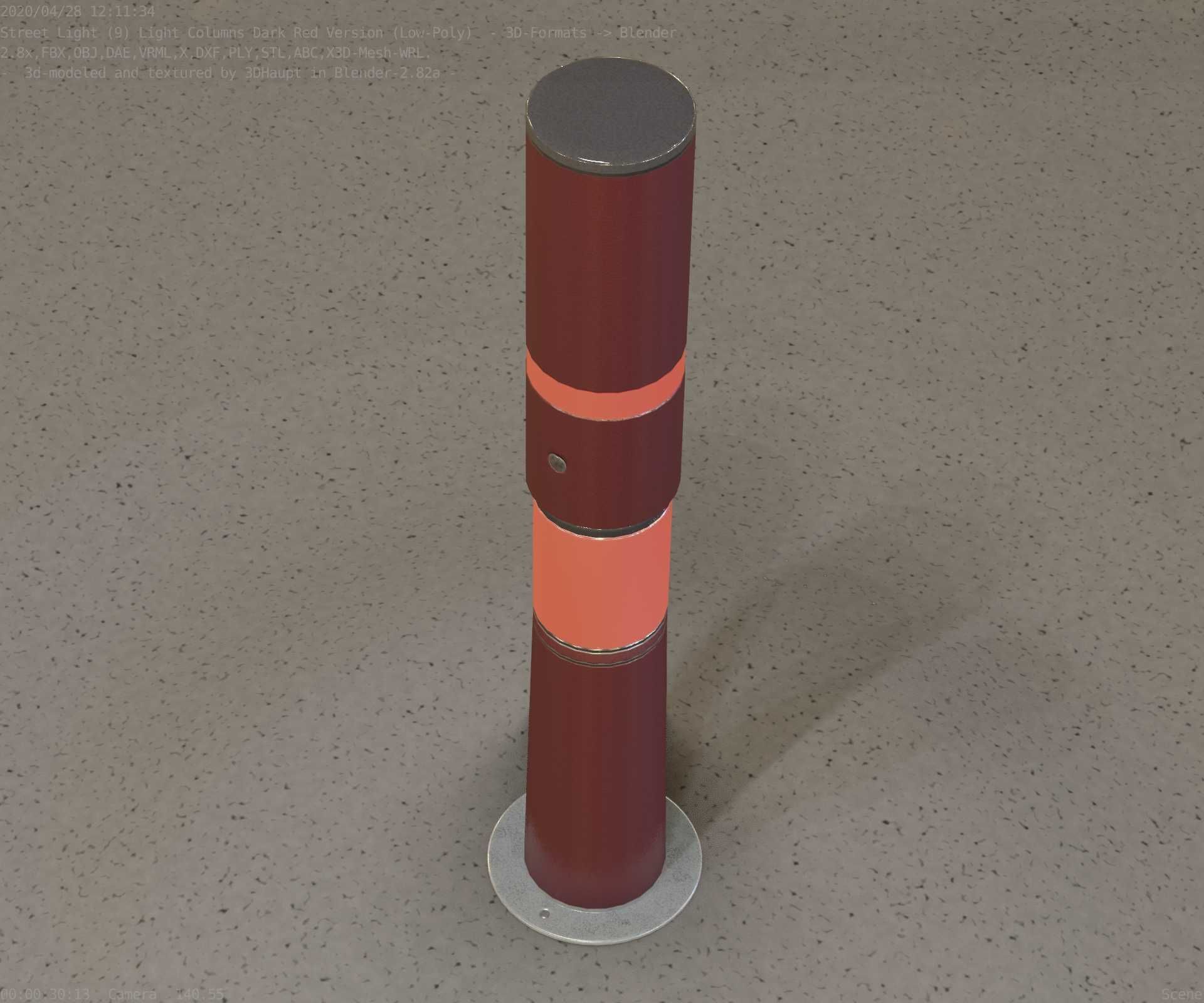 Dark Red Light-Column -8- Street-Light 9 Low-poly 3D model_49