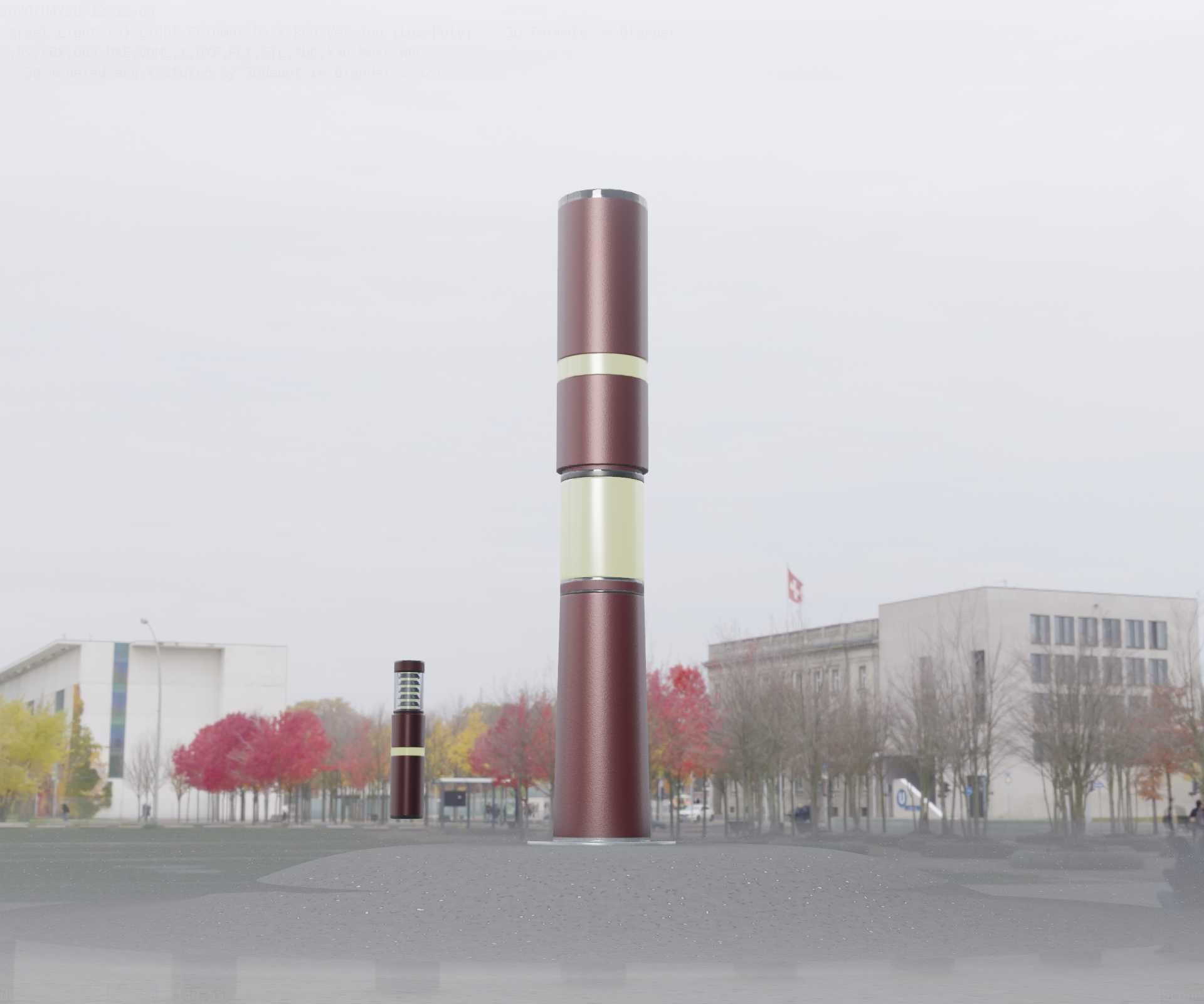 Dark Red Light-Column -8- Street-Light 9 Low-poly 3D model_80