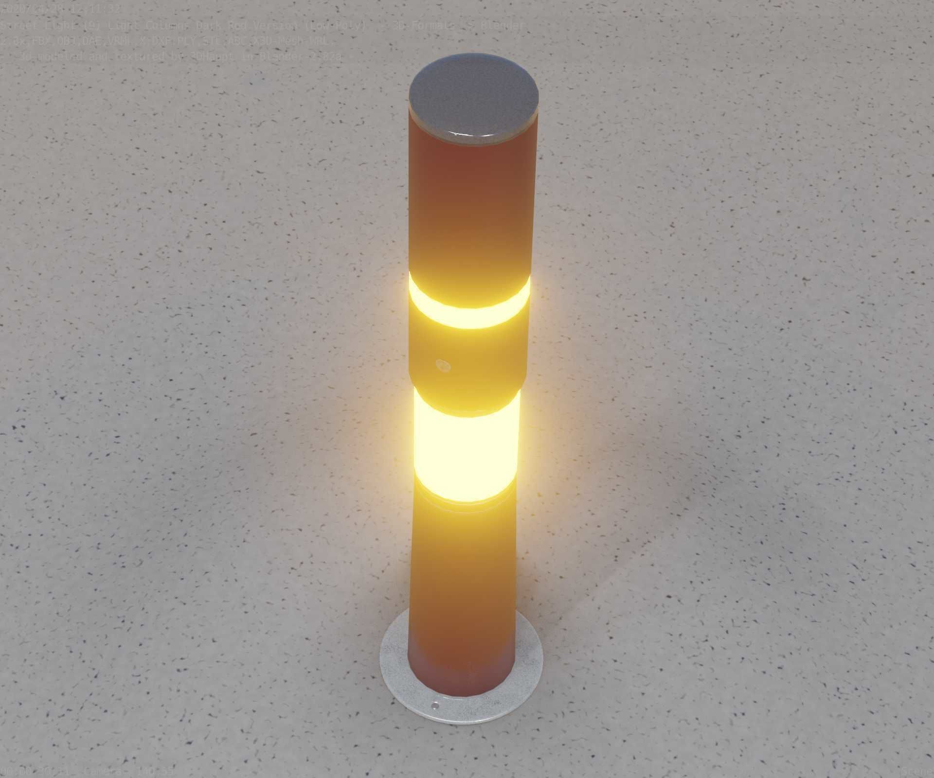 Dark Red Light-Column -8- Street-Light 9 Low-poly 3D model_47