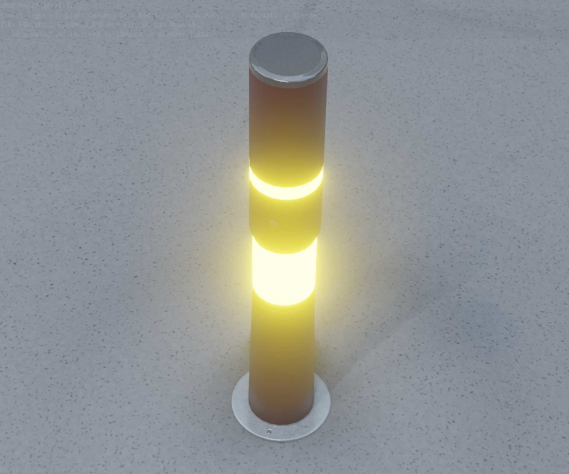 Dark Red Light-Column -8- Street-Light 9 Low-poly 3D model_46