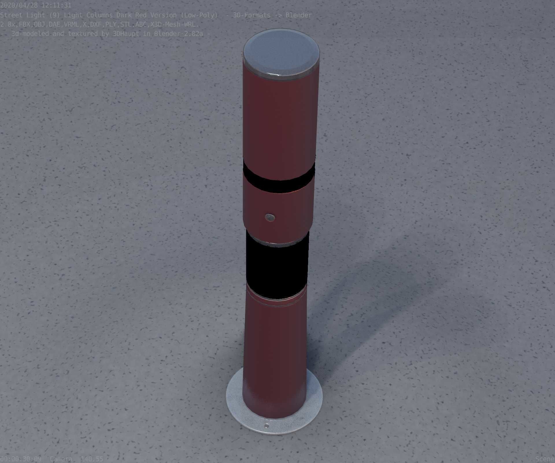 Dark Red Light-Column -8- Street-Light 9 Low-poly 3D model_45