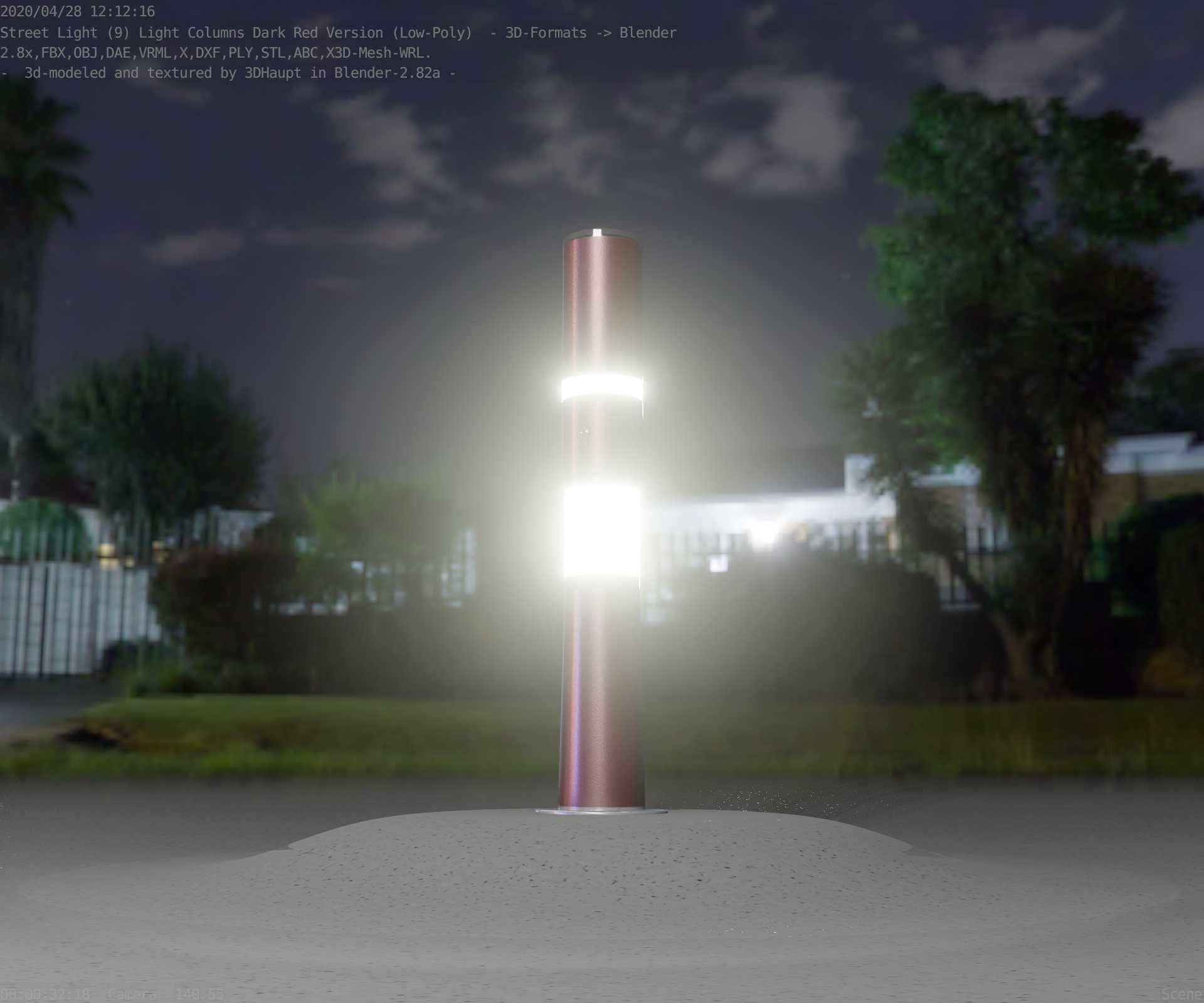 Dark Red Light-Column -8- Street-Light 9 Low-poly 3D model_95