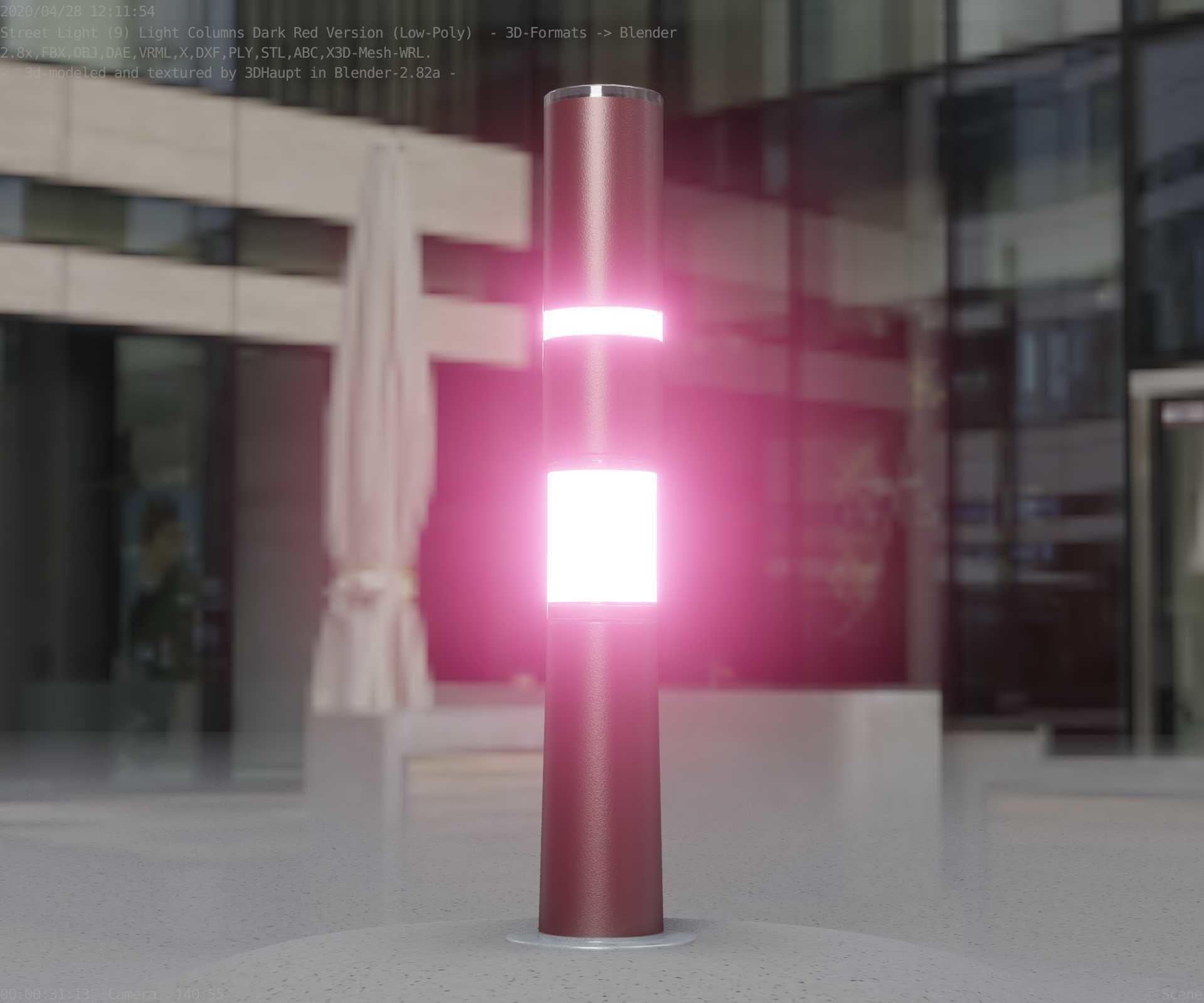 Dark Red Light-Column -8- Street-Light 9 Low-poly 3D model_73