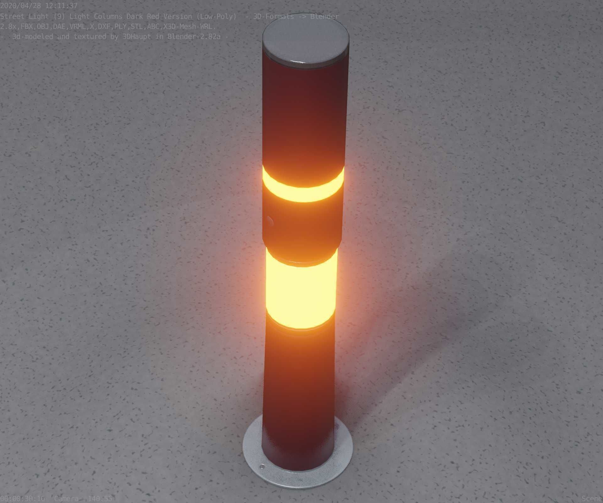 Dark Red Light-Column -8- Street-Light 9 Low-poly 3D model_52