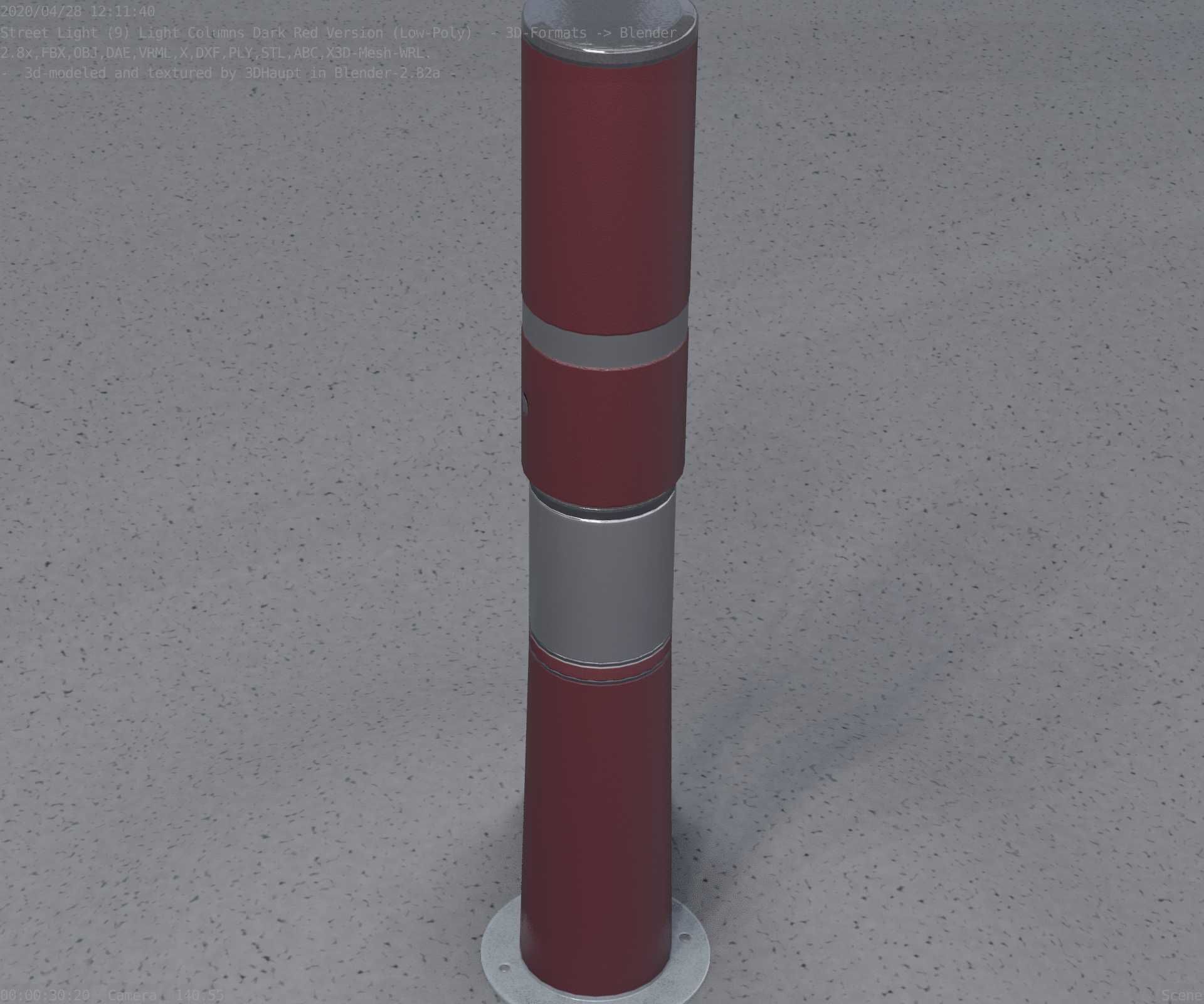 Dark Red Light-Column -8- Street-Light 9 Low-poly 3D model_56