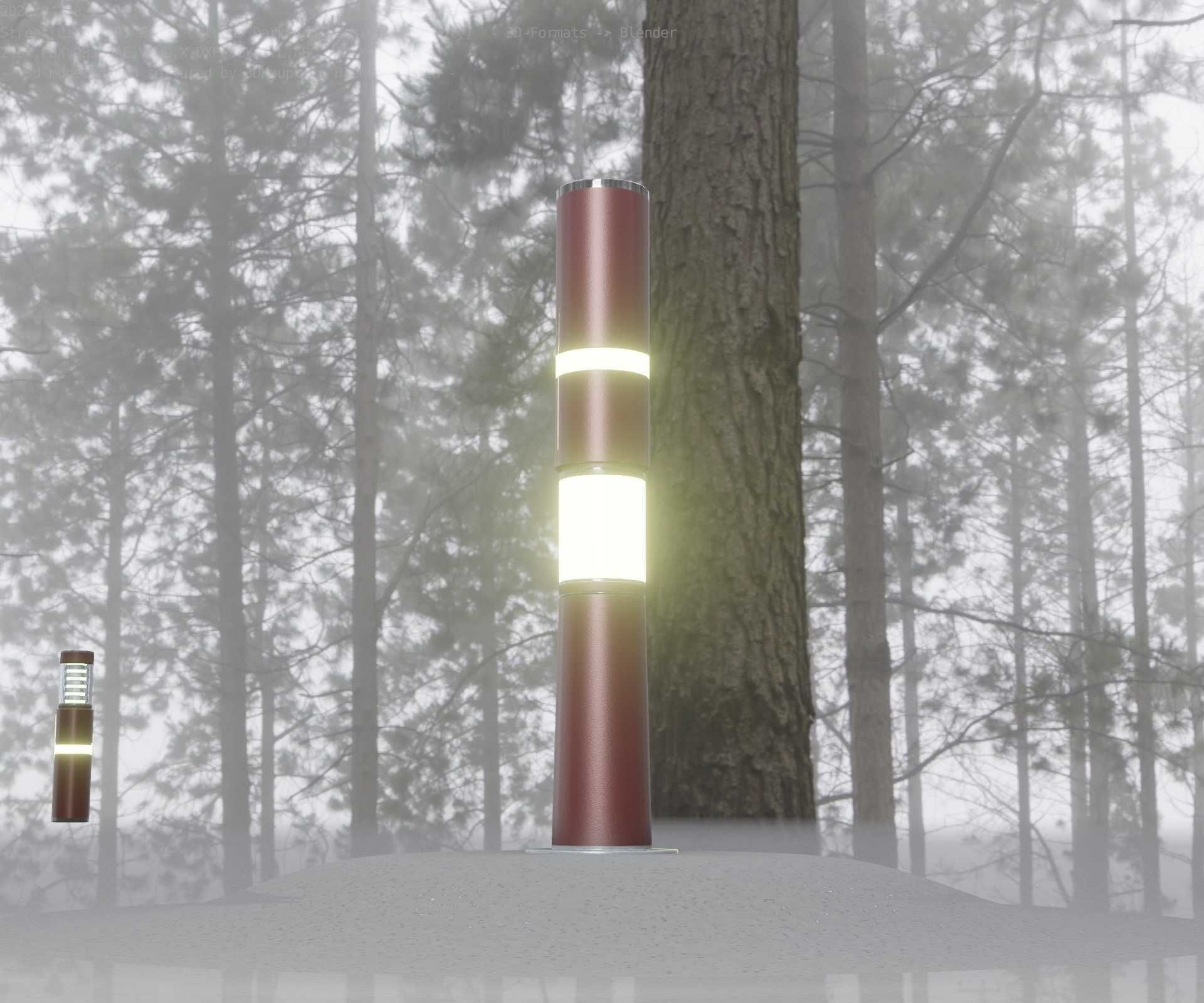 Dark Red Light-Column -8- Street-Light 9 Low-poly 3D model_78