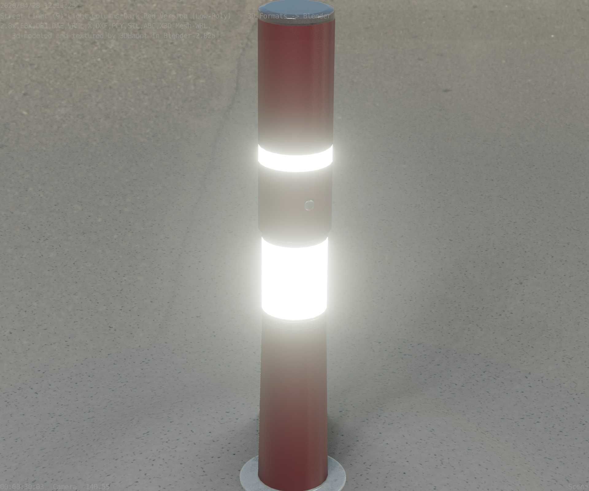 Dark Red Light-Column -8- Street-Light 9 Low-poly 3D model_39