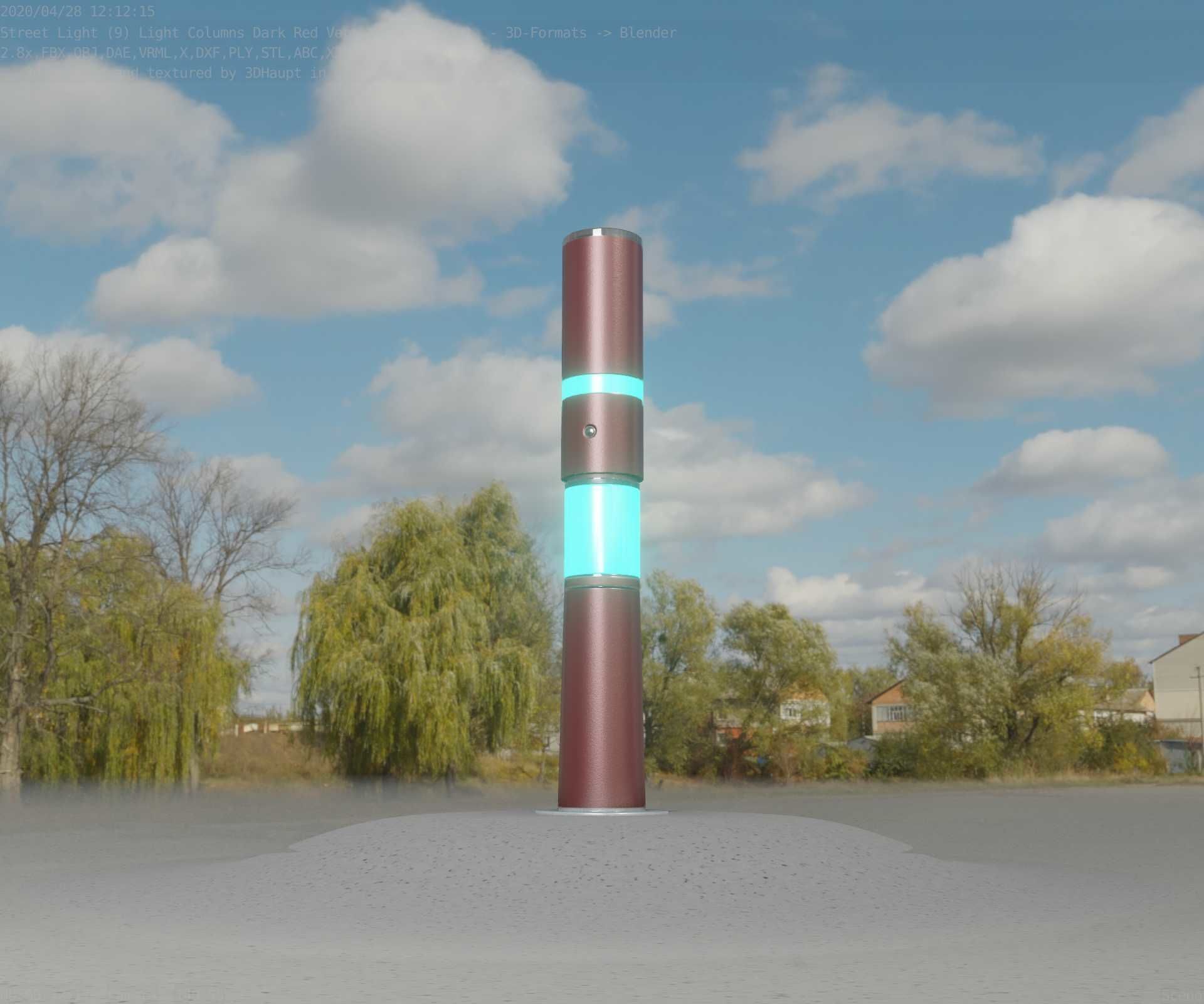Dark Red Light-Column -8- Street-Light 9 Low-poly 3D model_94