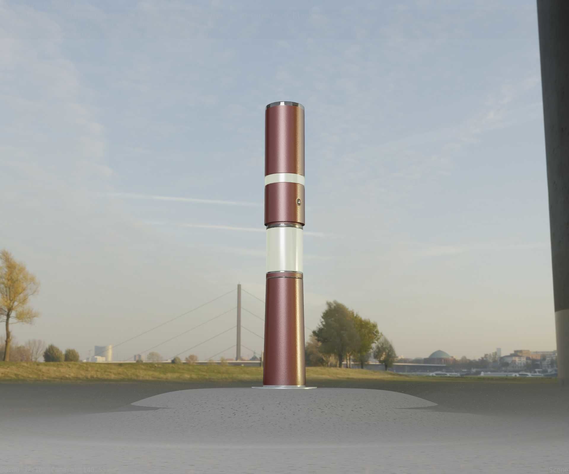 Dark Red Light-Column -8- Street-Light 9 Low-poly 3D model_87