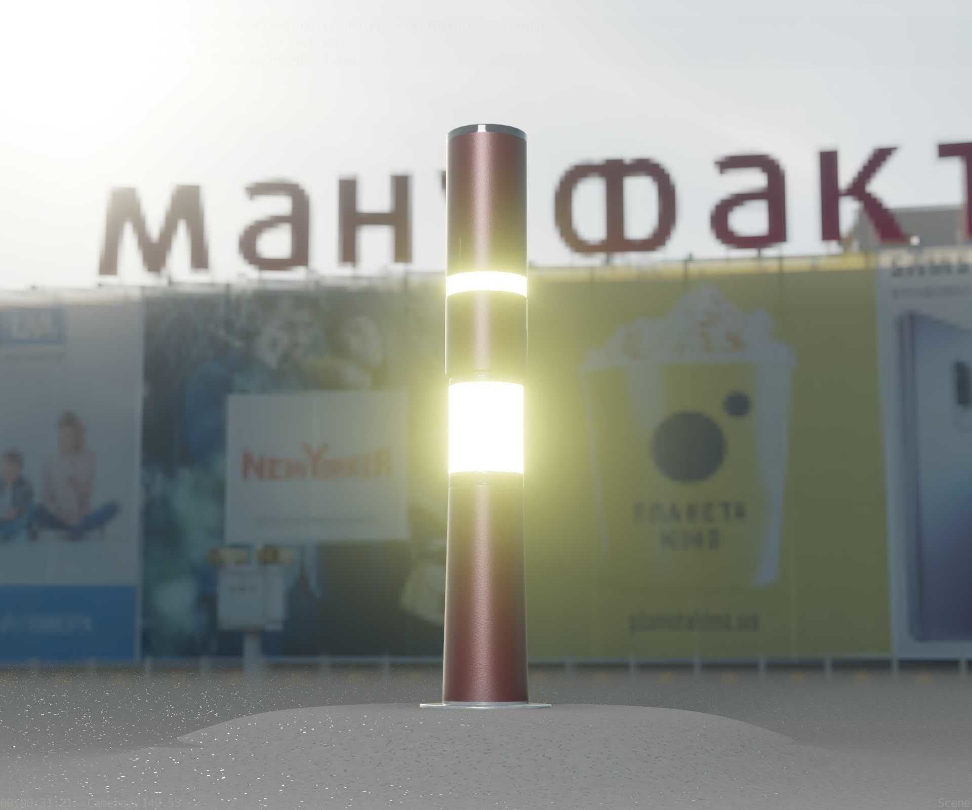 Dark Red Light-Column -8- Street-Light 9 Low-poly 3D model_7