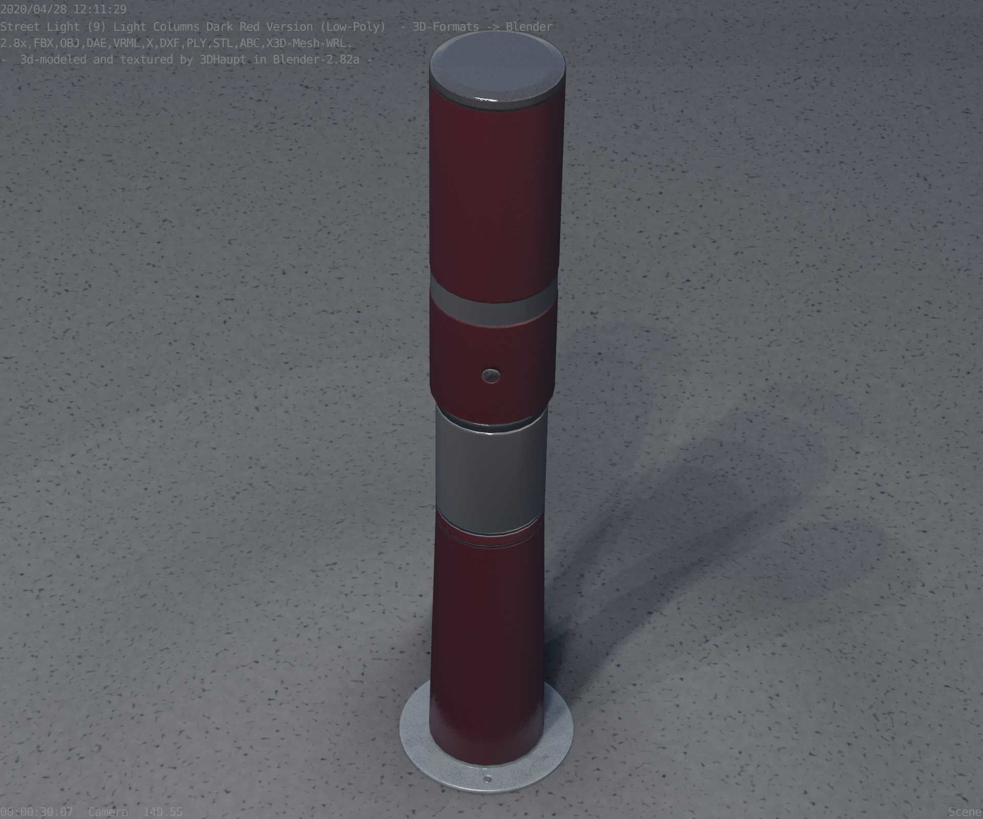 Dark Red Light-Column -8- Street-Light 9 Low-poly 3D model_43