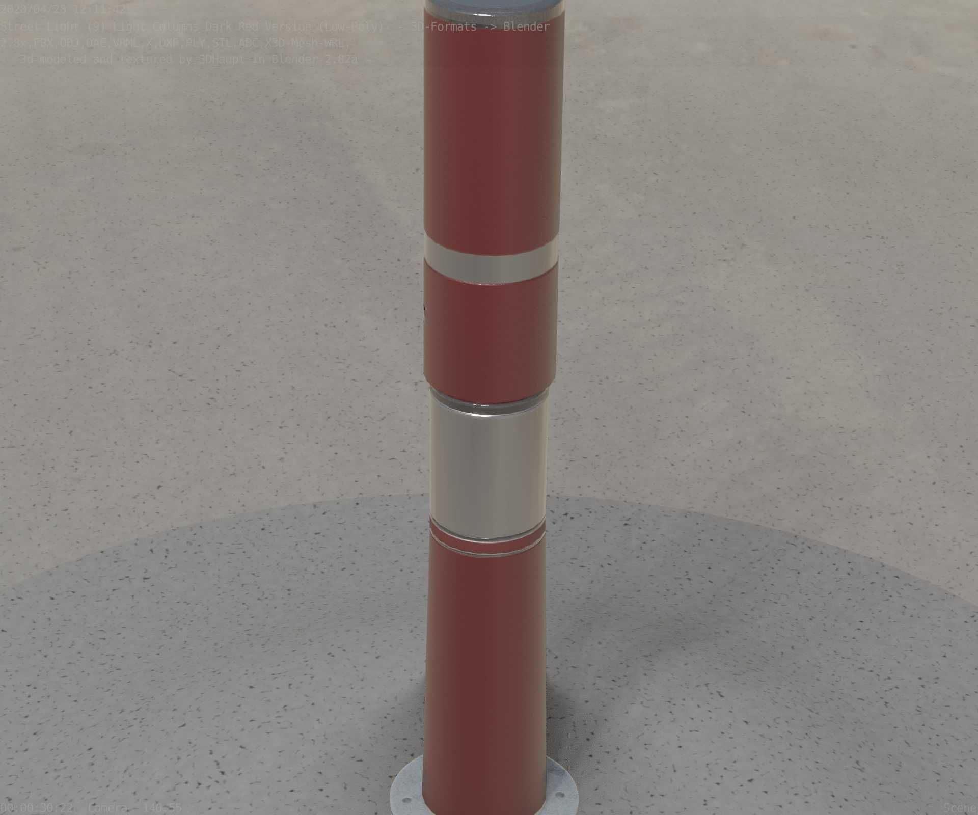 Dark Red Light-Column -8- Street-Light 9 Low-poly 3D model_58