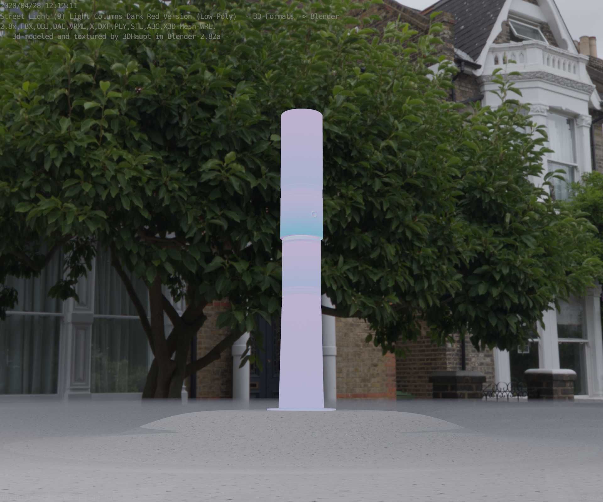 Dark Red Light-Column -8- Street-Light 9 Low-poly 3D model_88