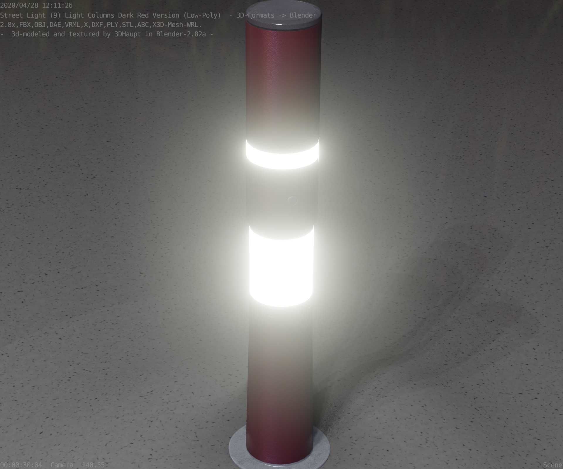 Dark Red Light-Column -8- Street-Light 9 Low-poly 3D model_40
