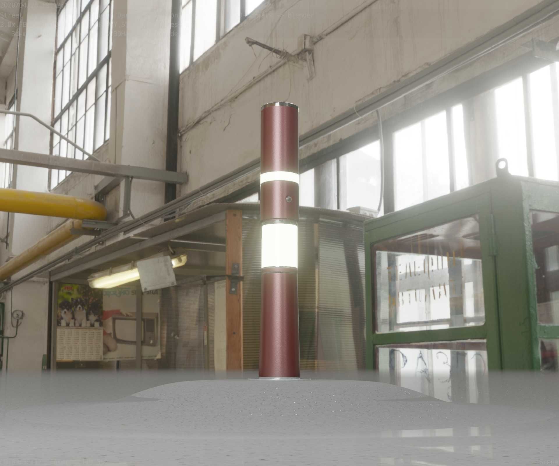 Dark Red Light-Column -8- Street-Light 9 Low-poly 3D model_89