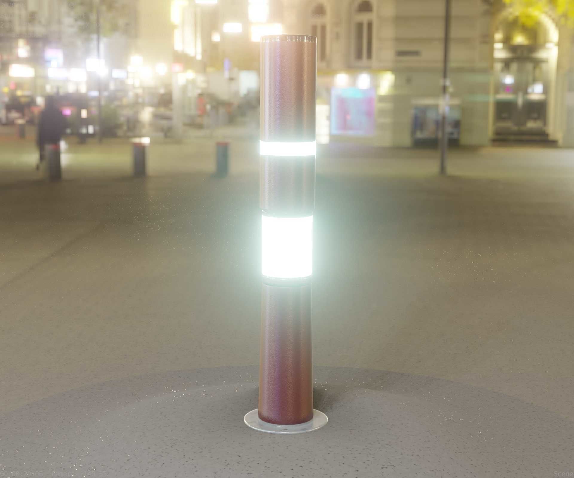 Dark Red Light-Column -8- Street-Light 9 Low-poly 3D model_18
